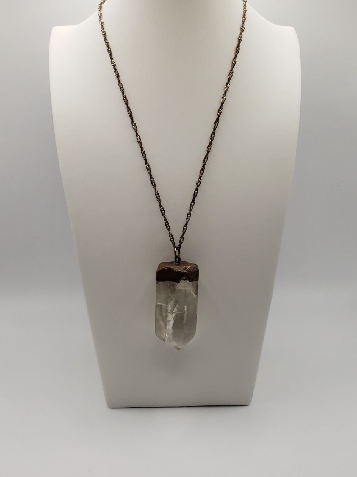 Lot of 4 Statement Pendant Necklaces – Quartz Crystal, Puffy Heart, Green Drop