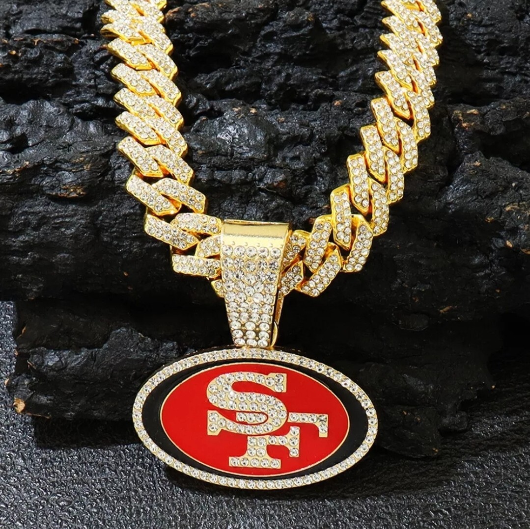 SAN FRANCISCO 49ERS Bling Hip Hop Pendant Gold 24″ Chain