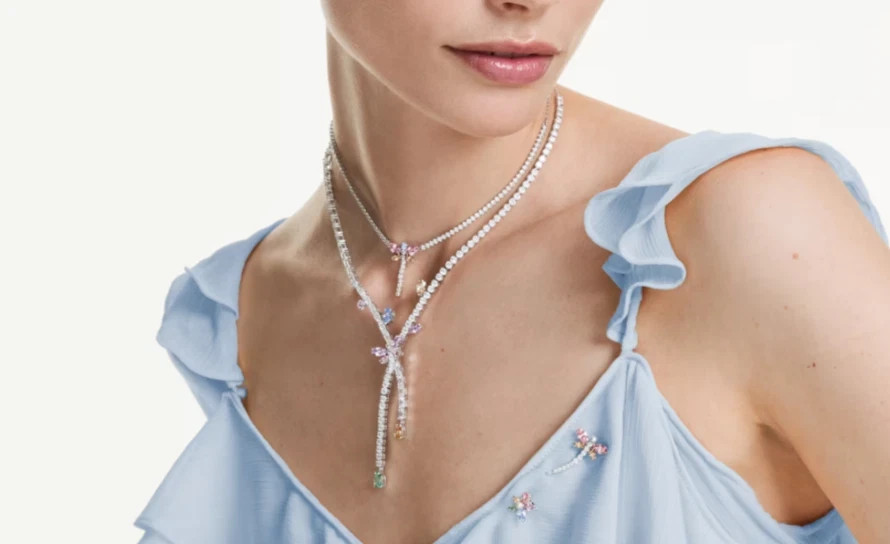 Swarovski Ariana Grande x Swarovski necklace Mixed cuts, Dragonfly, Multicolored