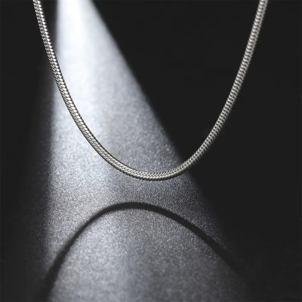 Round Snake Chain Necklace Women Men Stainless Steel 0.9mm 1.2mm 2mm Choker Gift
