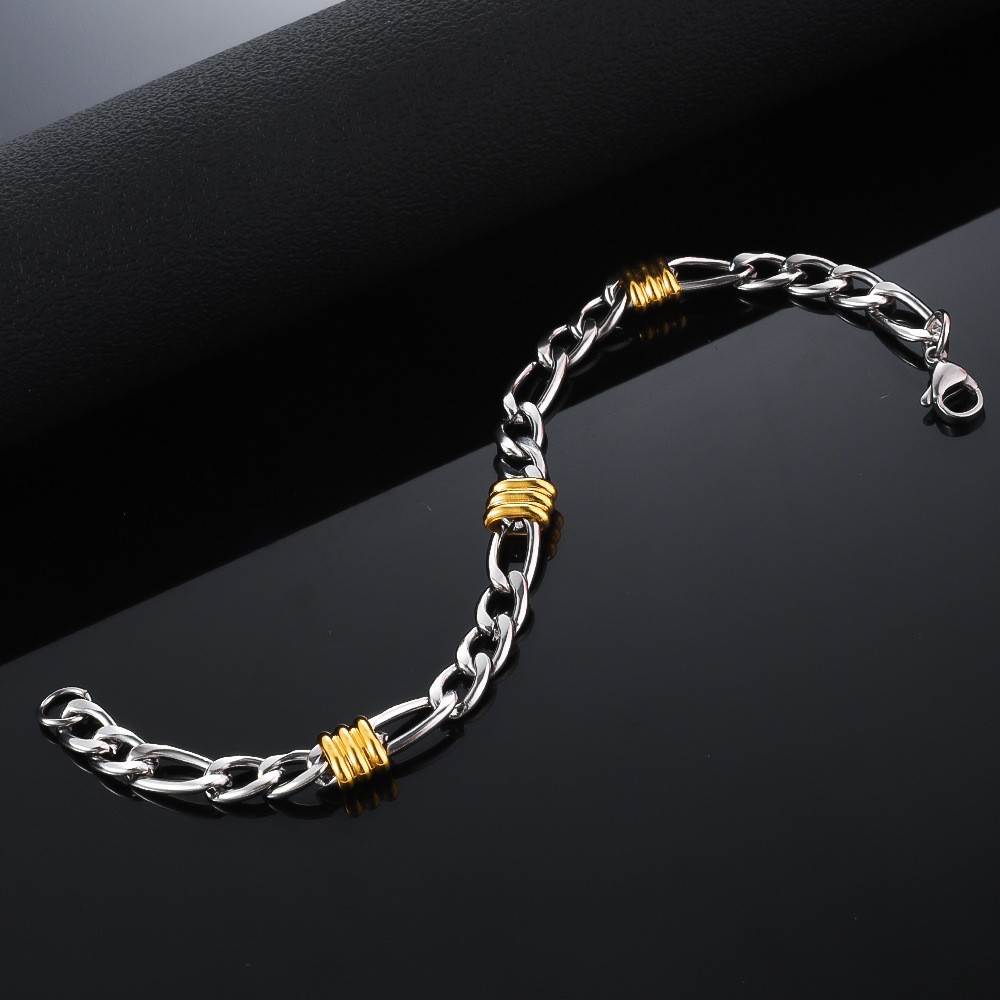 Titanium Figaro Chain Jewelry Set Textured Spacer Beads Minimal Fashion Jewelry