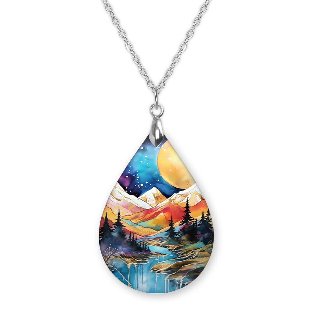 Colorful Mountain Teardrop Necklace