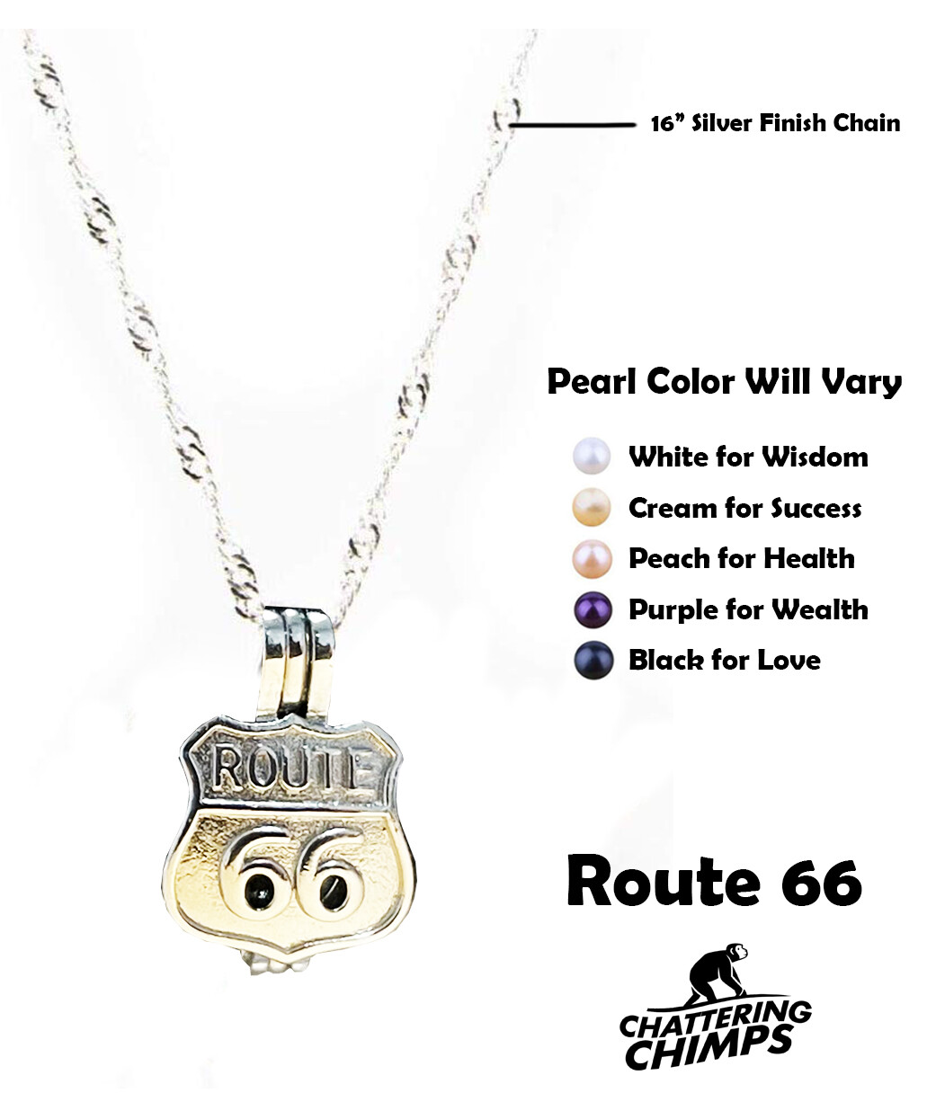 Route 66 Love Wish Pearl Kit DIY Chain Pendant 16″ Stainless Steel Necklace
