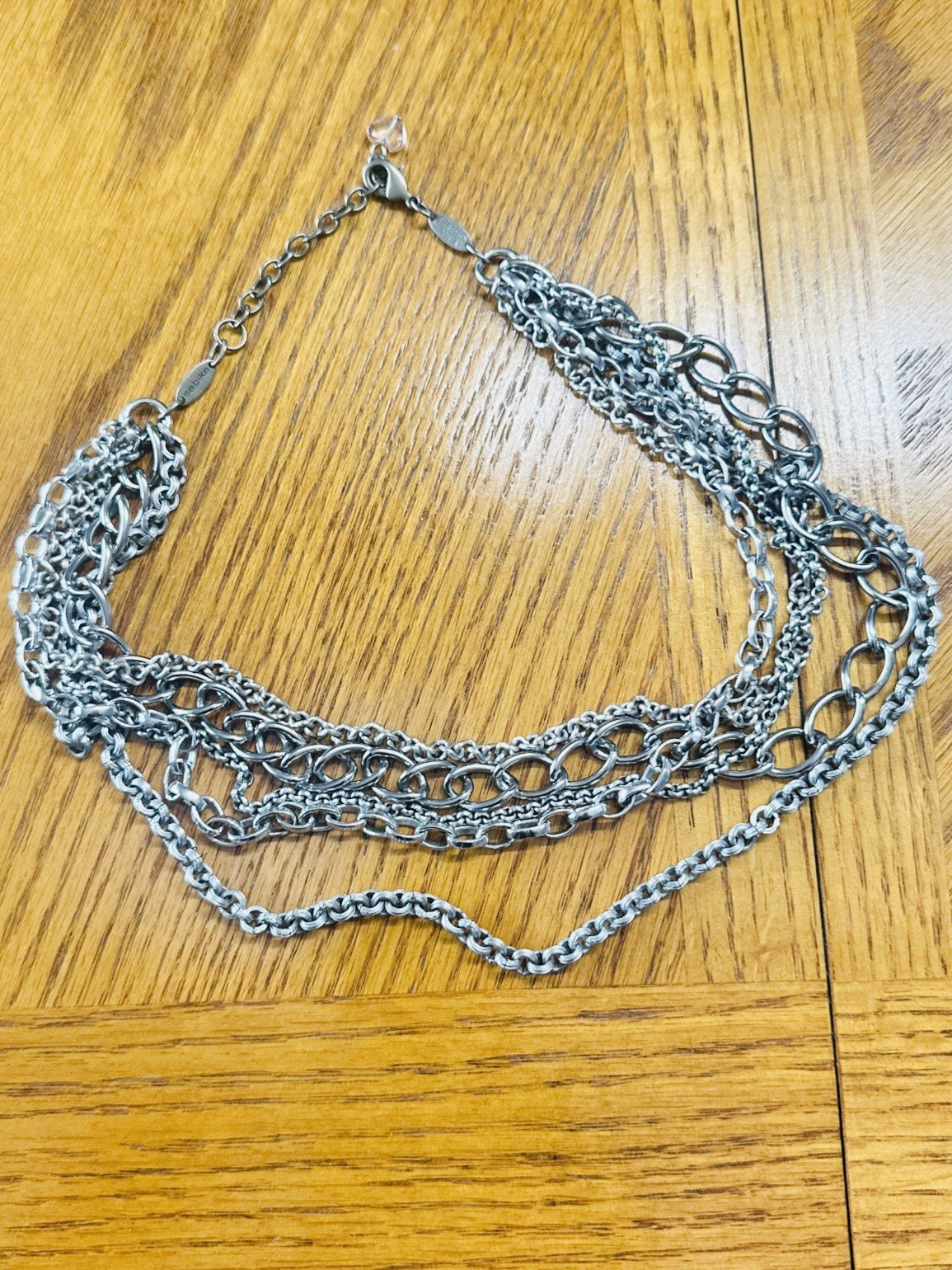 NEW Sabika Classic Layered Silver Tone Round Link Chain.