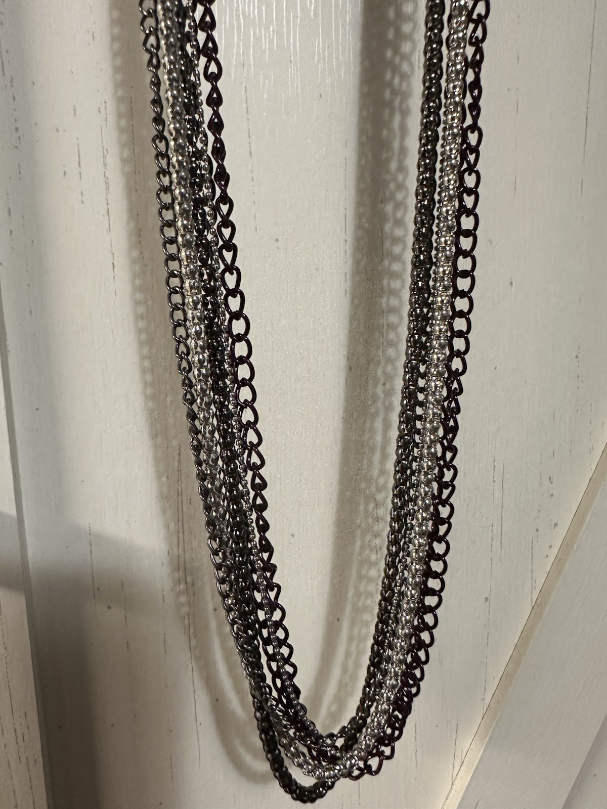 Paparazzi Necklace- Colorful Calamity- Purple Silver Black- Multiple Chains