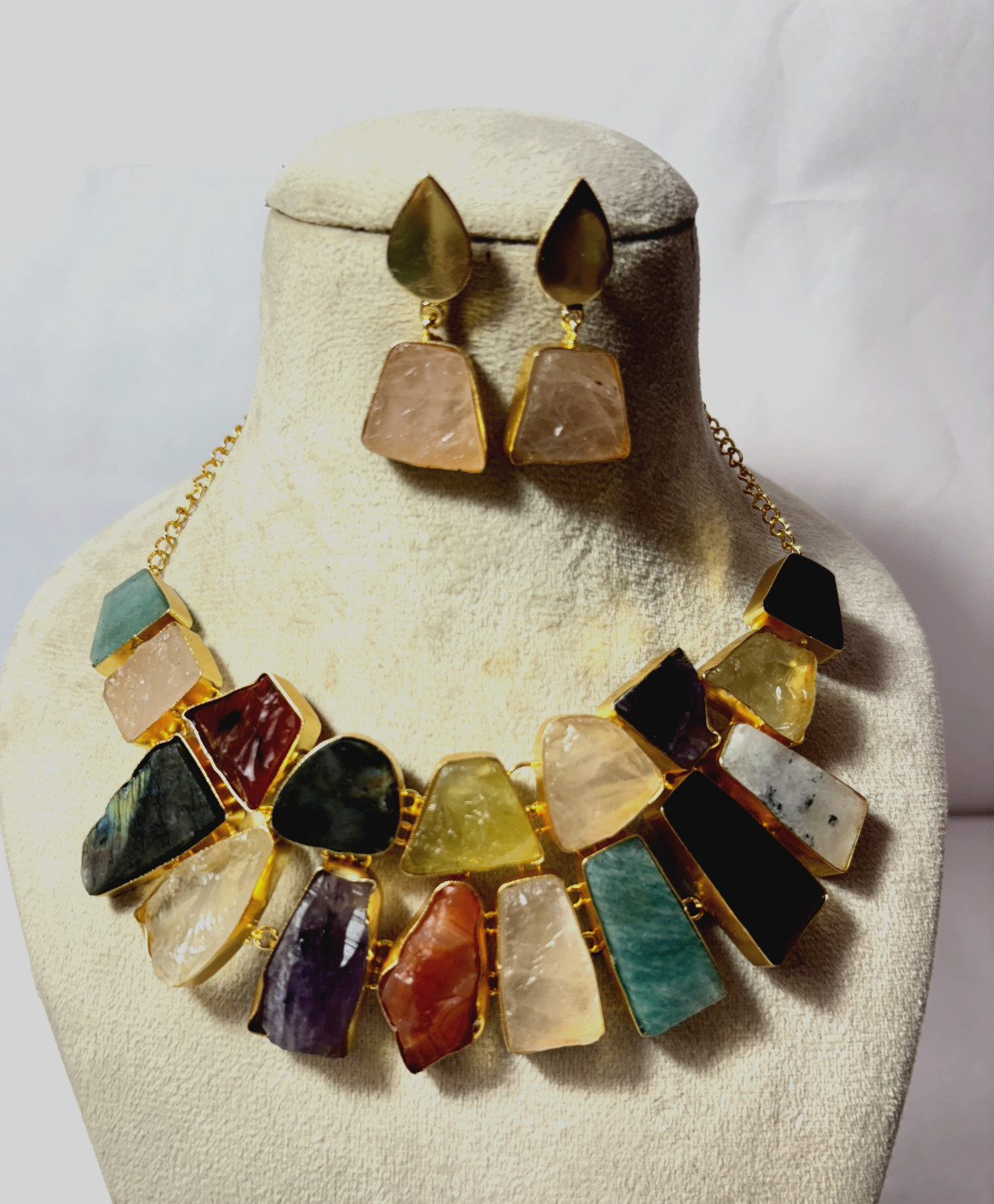 Necklace With Stud Multi Necklace Natural Gemstone Jewelry Gift For Her