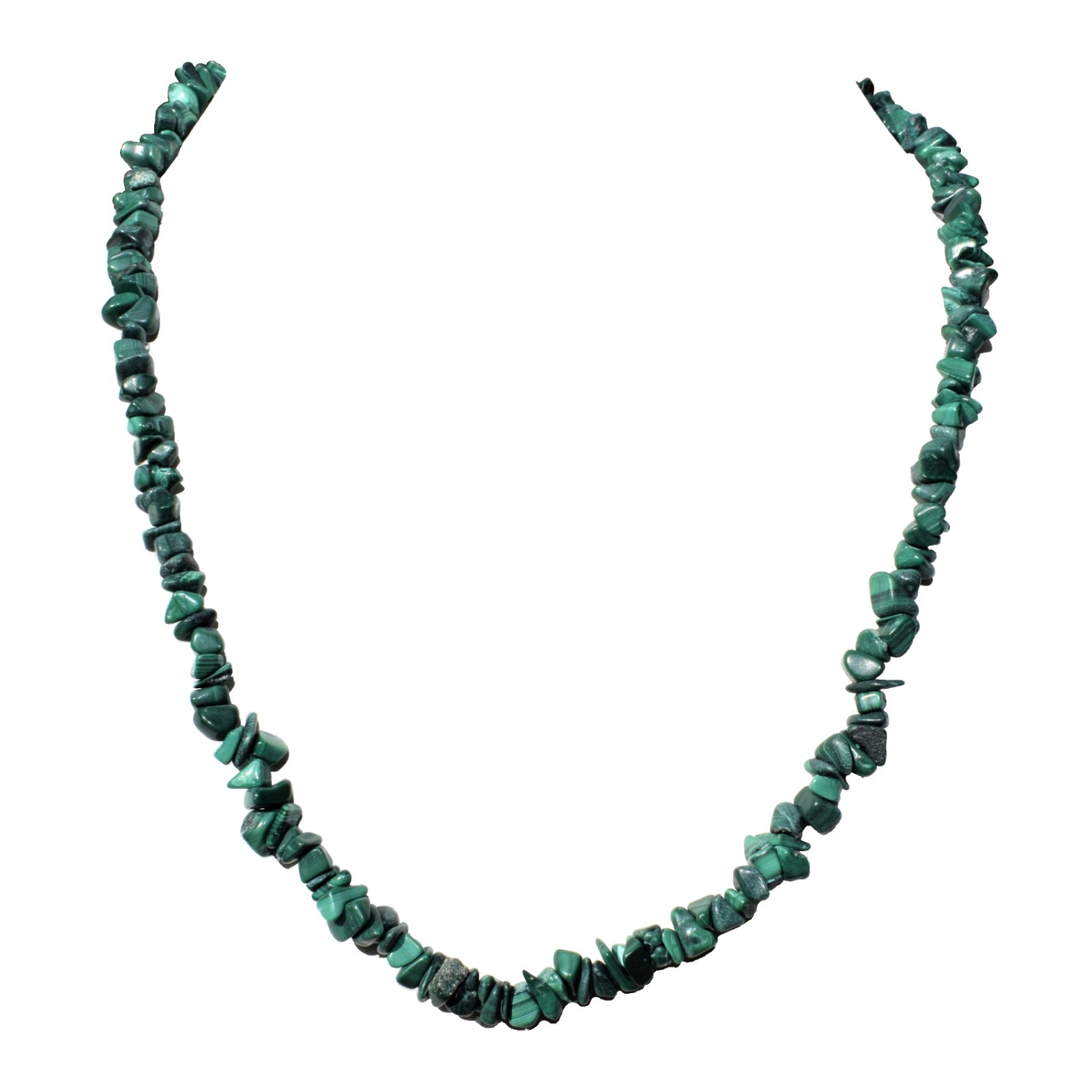 CHARGED Premium Malachite Crystal Chip 18″ Necklace + Baby Selenite Puffy Heart