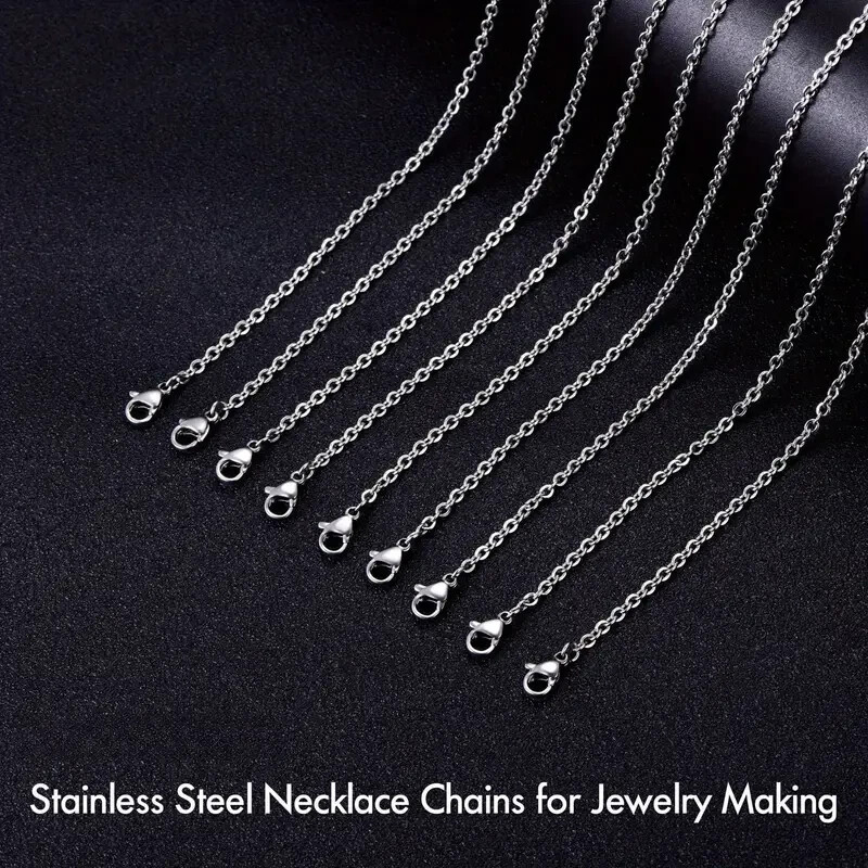 LOT OF TEN (10) 1 MM Stainless Steel Jewelry Chain Necklaces Extra Long 22-24″