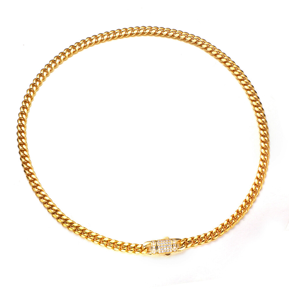 Women Men’s 18K Gold Plated Stainless Steel Curb Cuban Link Chain Necklace
