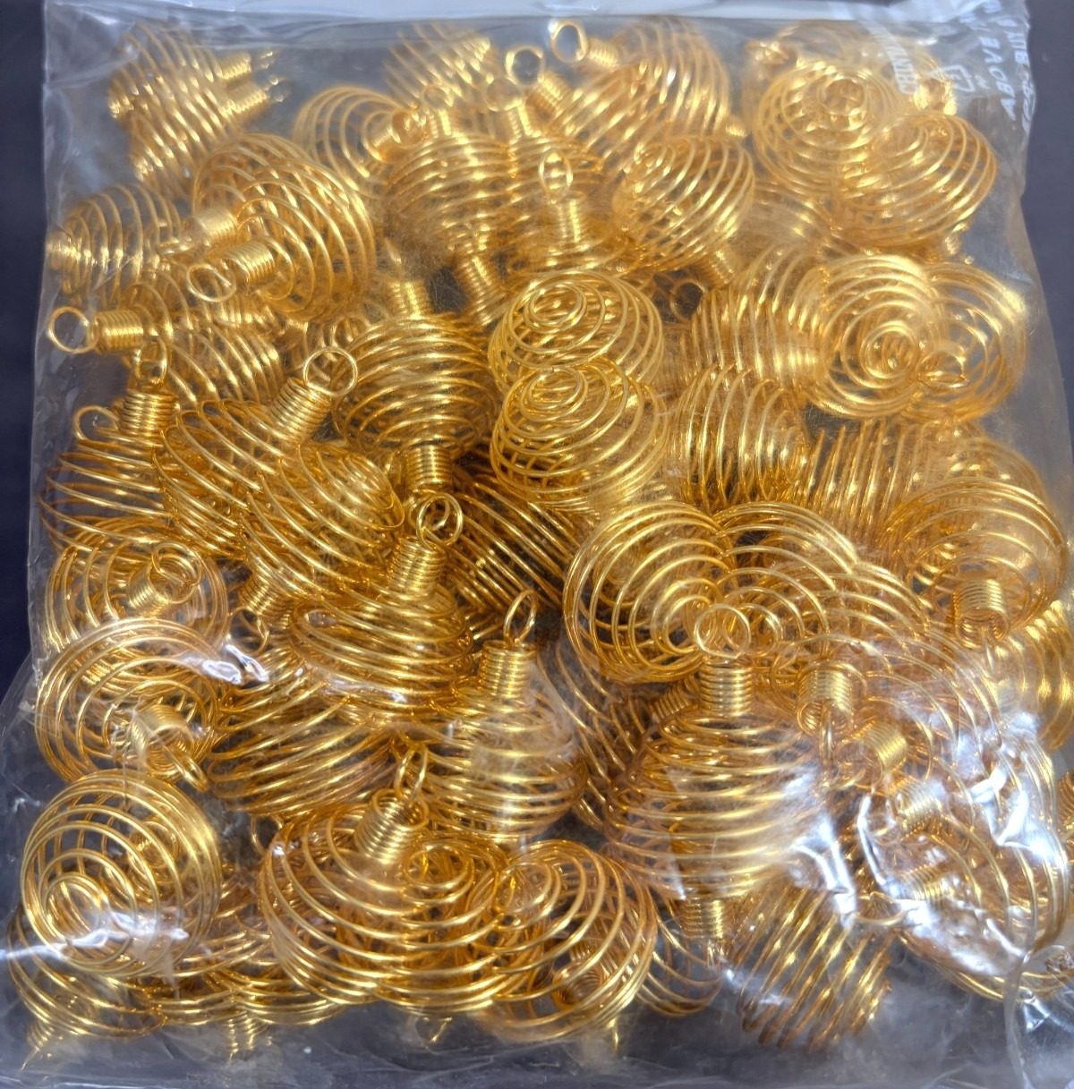 300 Spiral Cage Pendants Bulk Wholesale Resale Lot Gold tone to Hold Stone NOS