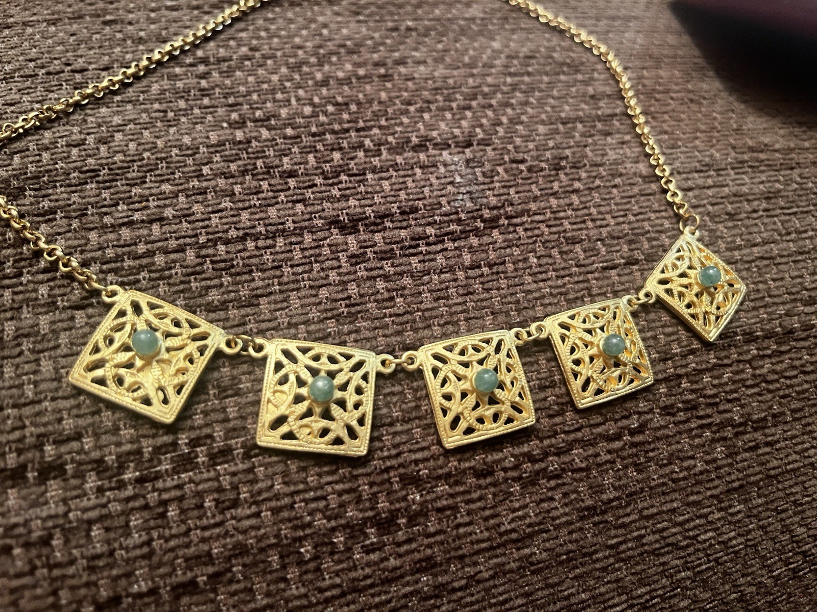Rare Vintage Gay Time Costume Jewellery Necklace Gold Tone Metal Bib Type