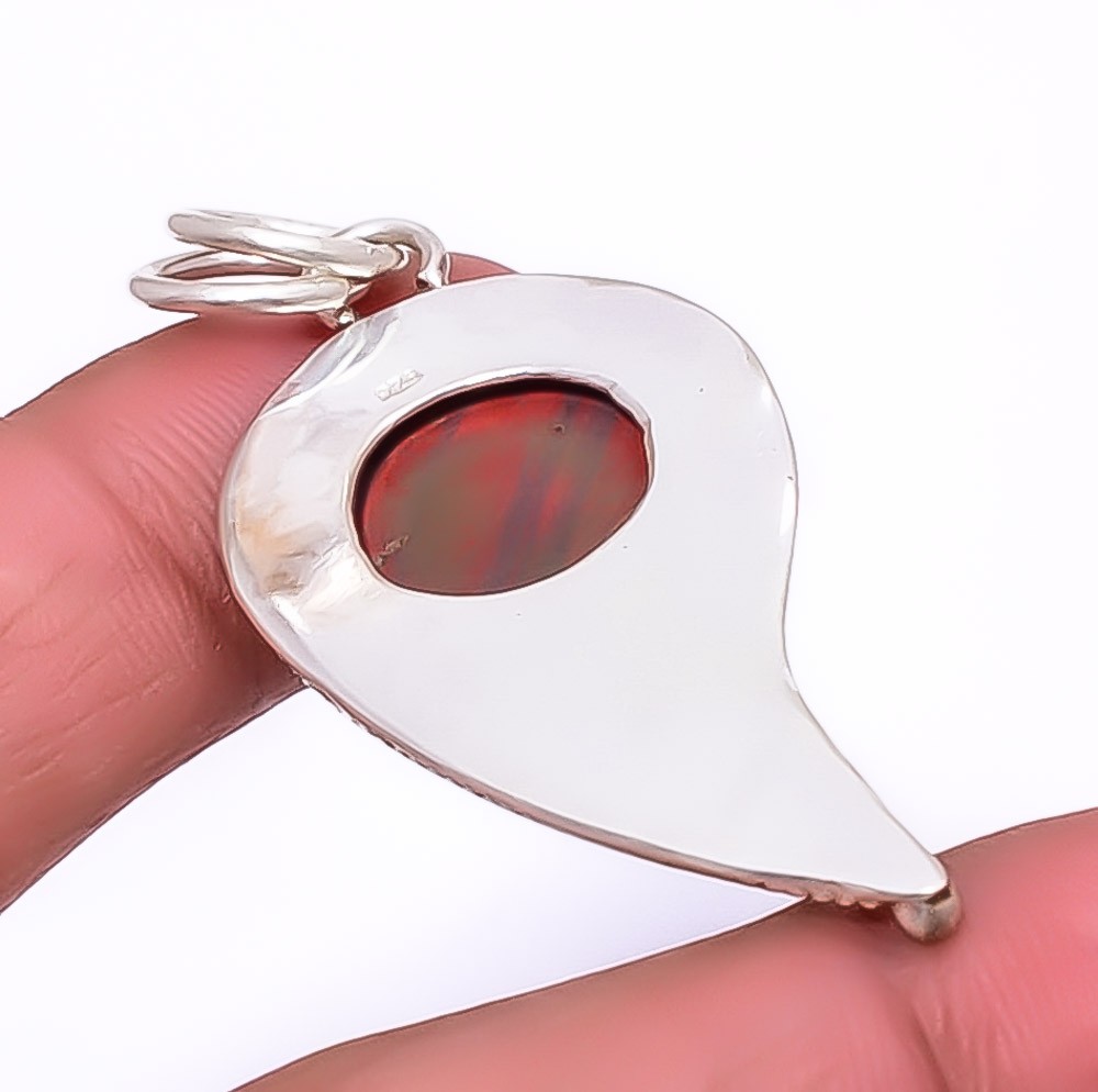 Snake Skin Jasper Gemstone 925 Sterling Silver Bali Pendant 2.15″ P1453-4