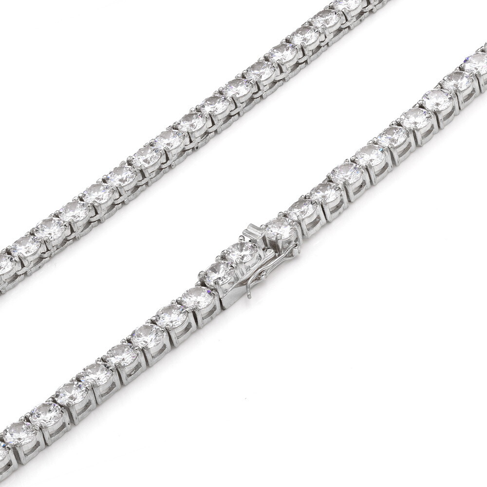 4MM/6MM Stainless Steel Cubic-zirconia Tennis Necklace