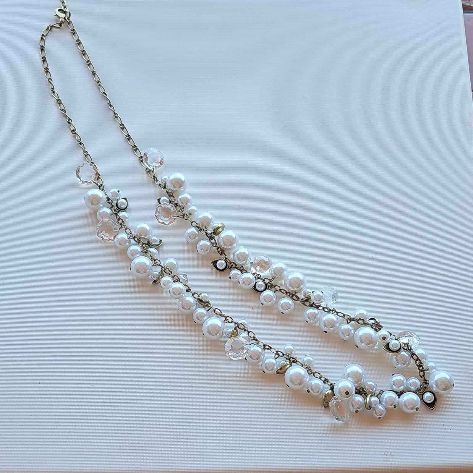 Chloe & Isabel Layered White Simulated Pearl & Crystal Cable Chain Necklace