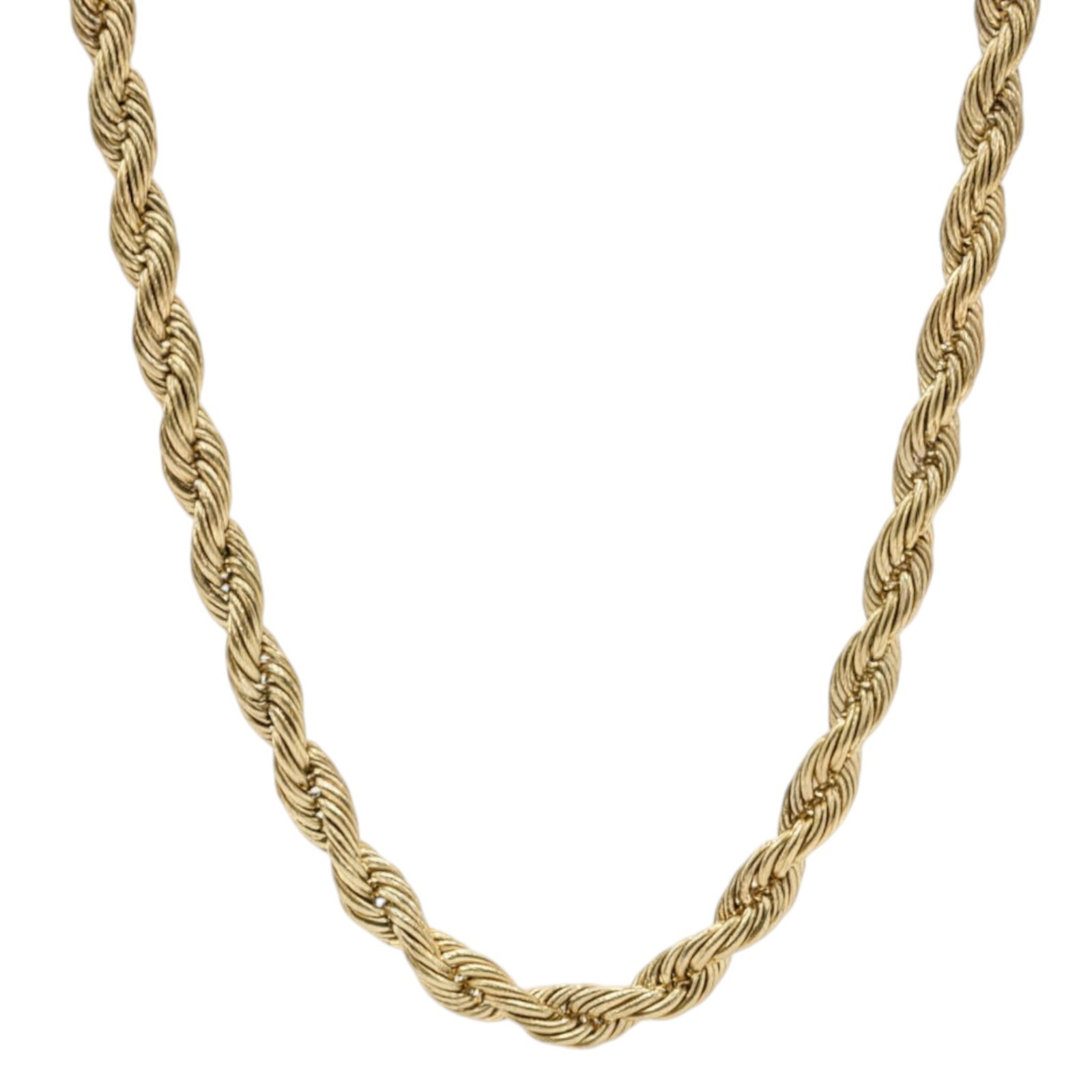 6mm Gold Plated Stainless Steel Rope Chain Necklace Men Women 18-30″ Italian