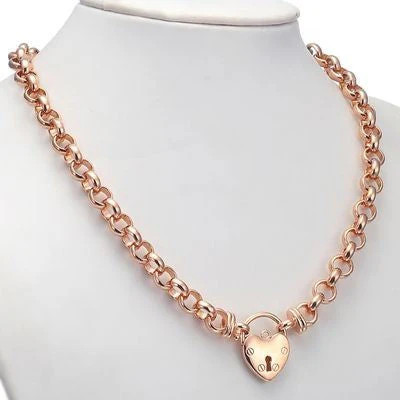 18ct Heavy Rose Gold Plated 10mm Belcher Chain Necklace Featuring a Plain Loc…