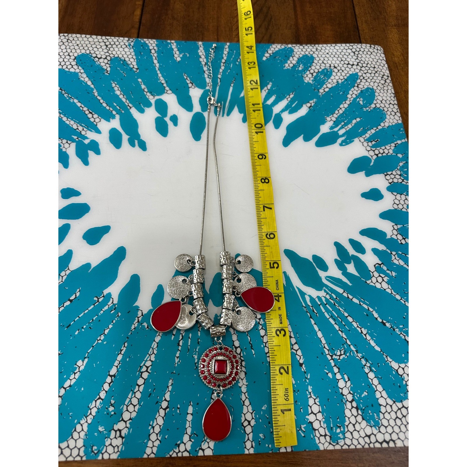 Unbranded Statement Necklace Women OS Red Good Boho Teardrop Coin Charm