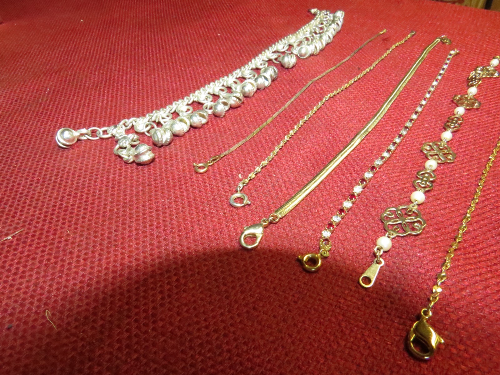 (6) LOT 7″-8″ Silver/Gold Plated Stainless Steel Twisted Rope Chain Bracelets