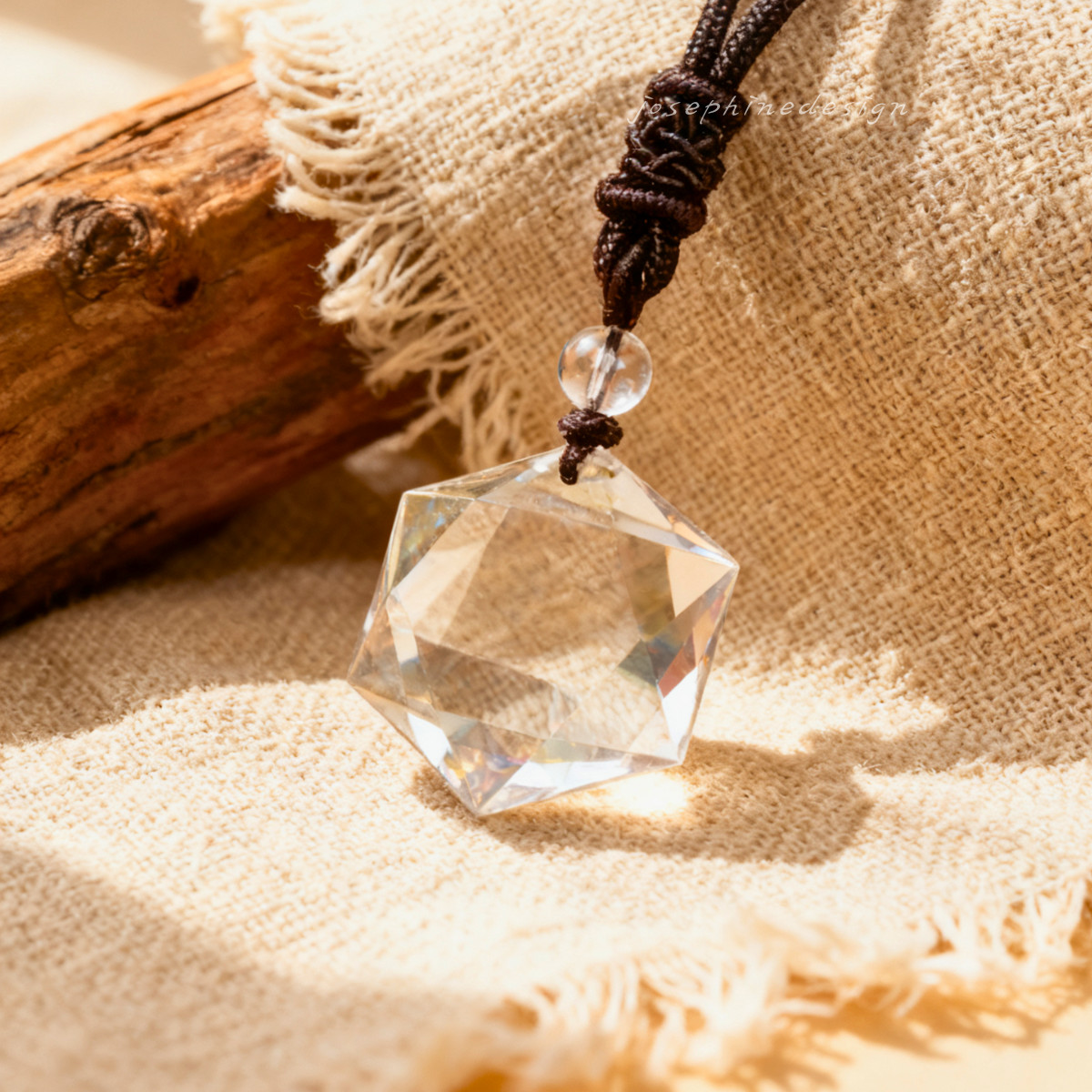 Clear Quartz Hexagram Pendant Stress Relief Healing Amulet Necklace Unisex Gift