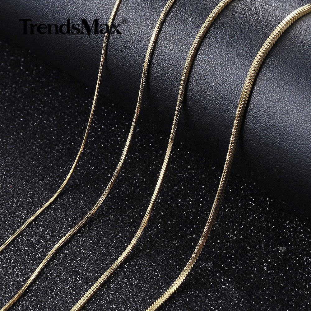 18 -30in Gold Plated Stainless Steel Square Snake Chain Necklace Women Men