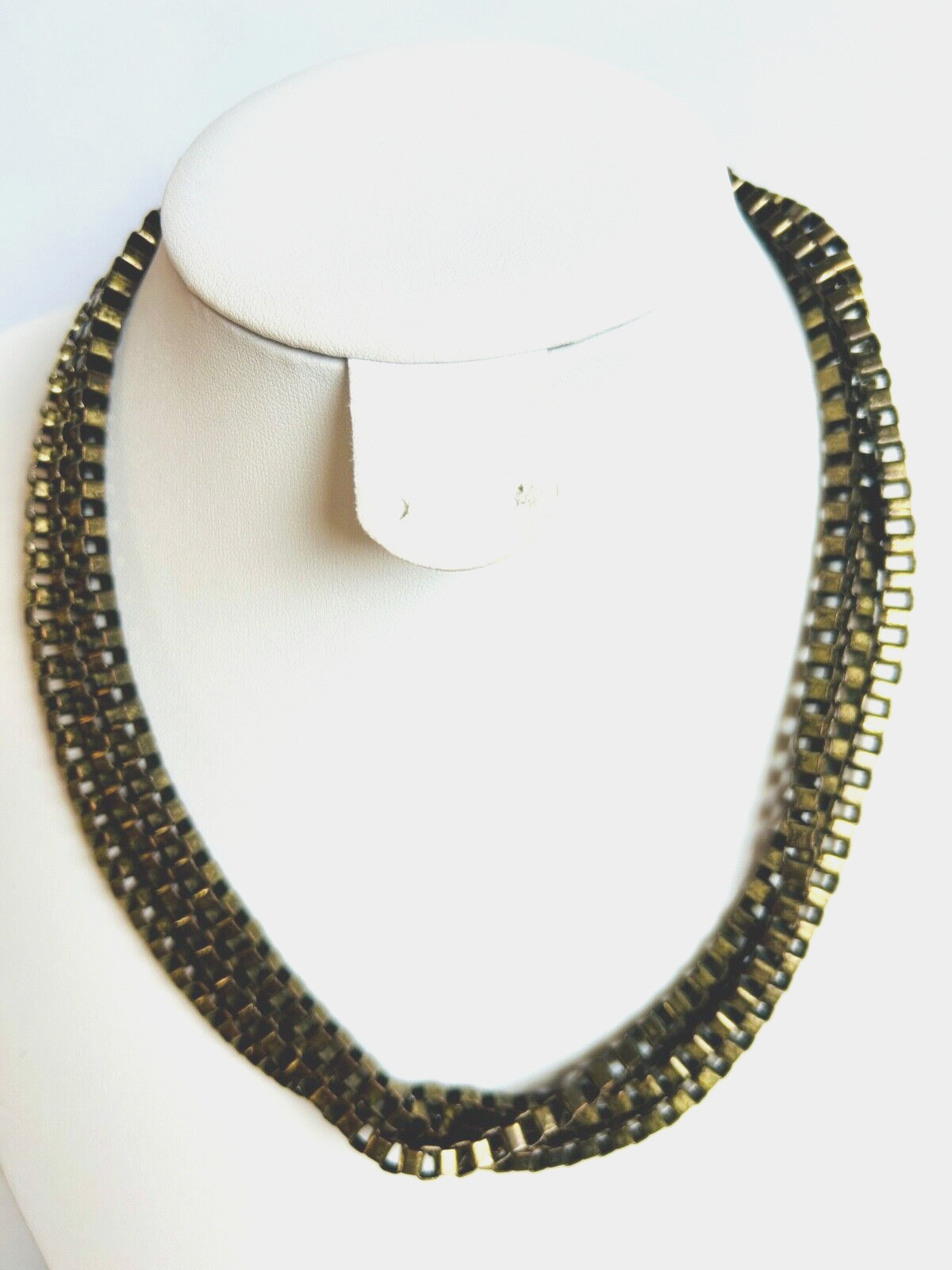 Chunky Metal Rustic 3 Stranded Necklace Jewellery 19 Inches Long