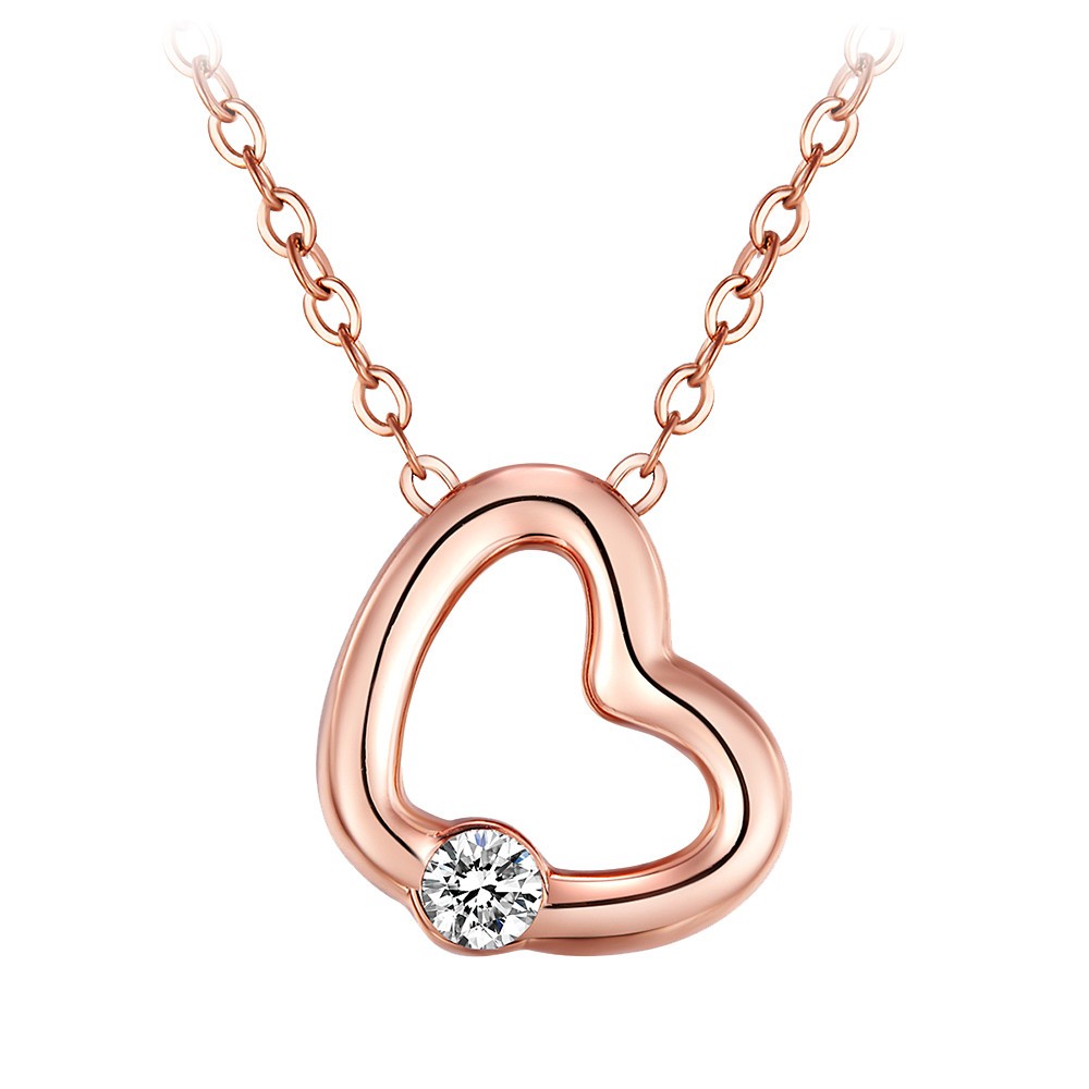 Swarovski Rose Gold Plated Open Heart Pendant Necklace Crystal Gift Women