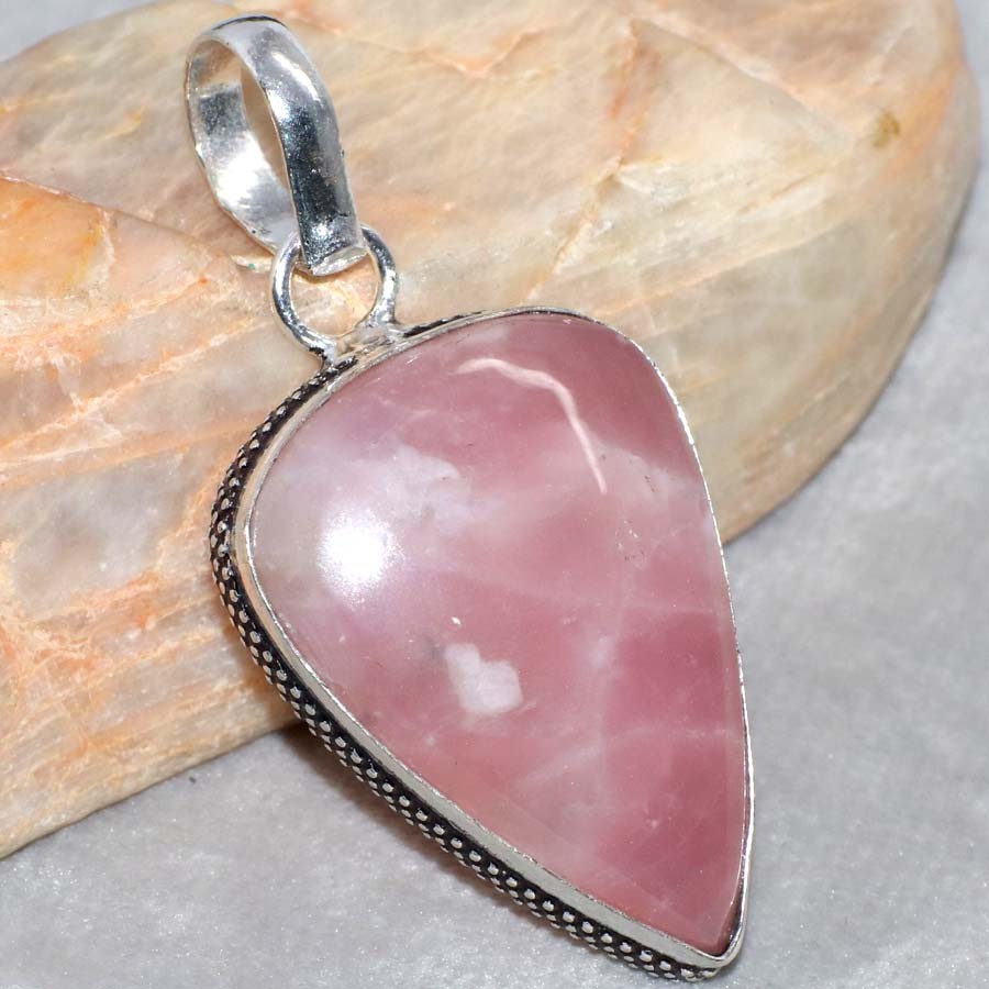925 Silver Plated Kunzite Pendant 1.7″ Traditional Jewelry Design Trendy GW