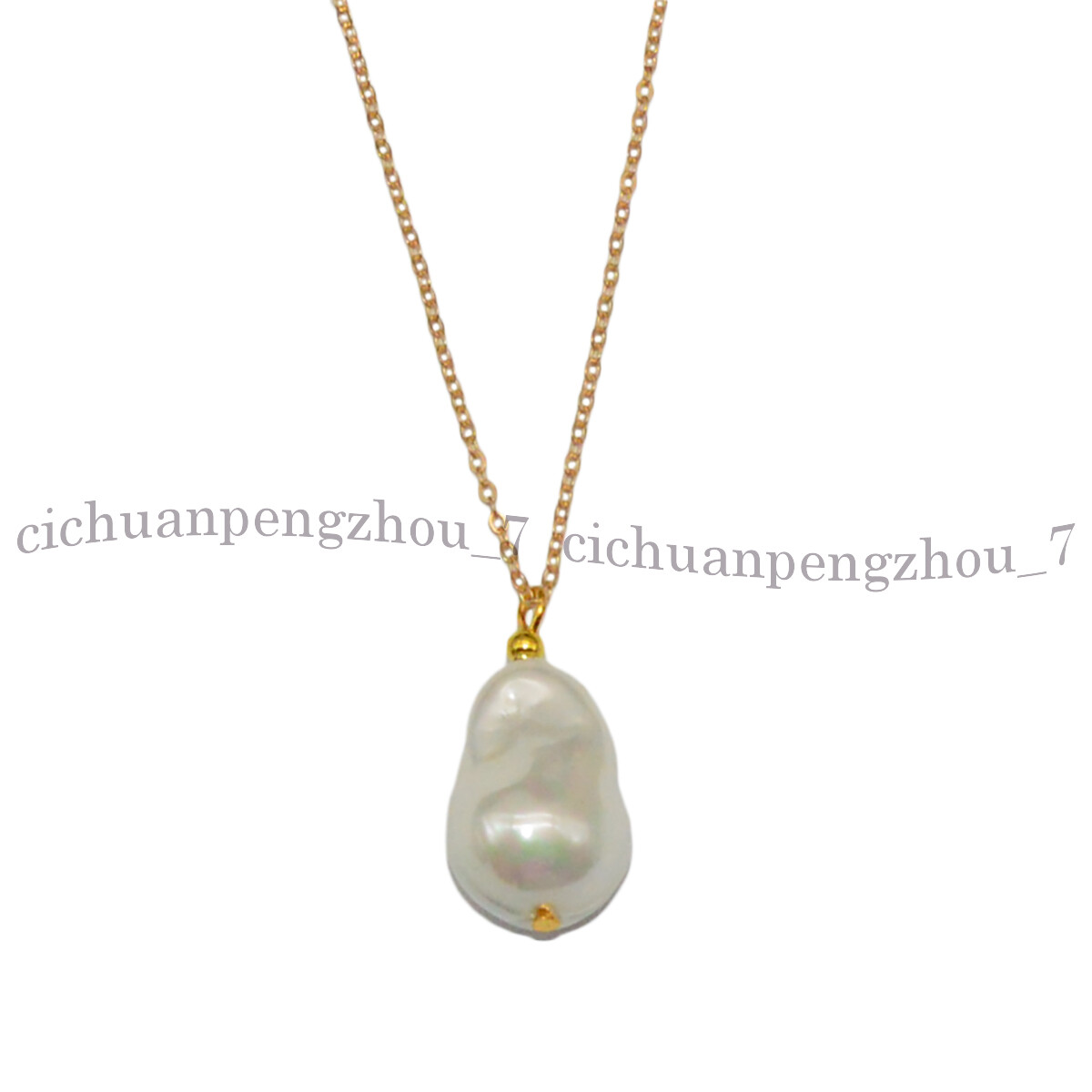 15x22mm White South Sea Baroque Shell Pearl Pendant Chain Necklace 18 inch
