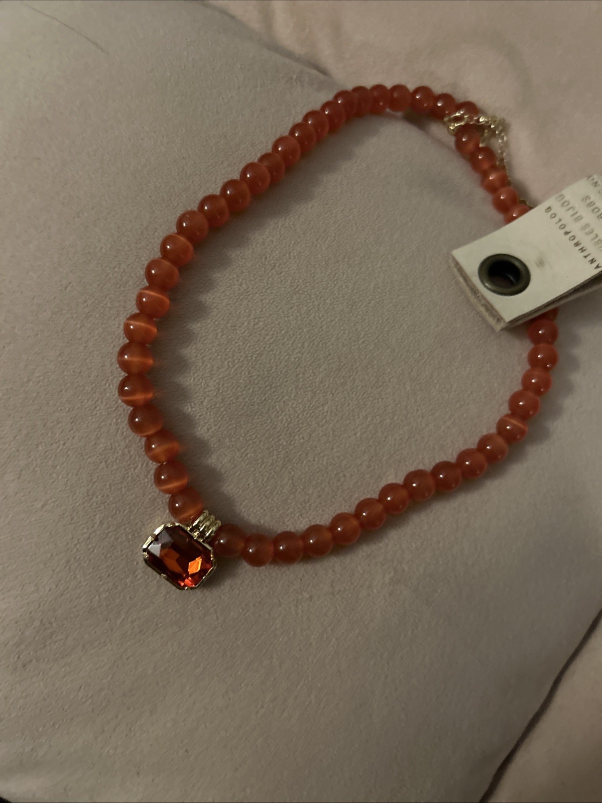 Anthropologie Coral Hued Bead Pendant .