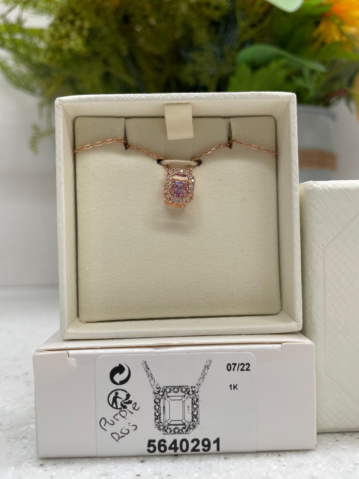Swarovski Millenia necklace Octagon cut, Purple, Rose gold-tone plated 5640291