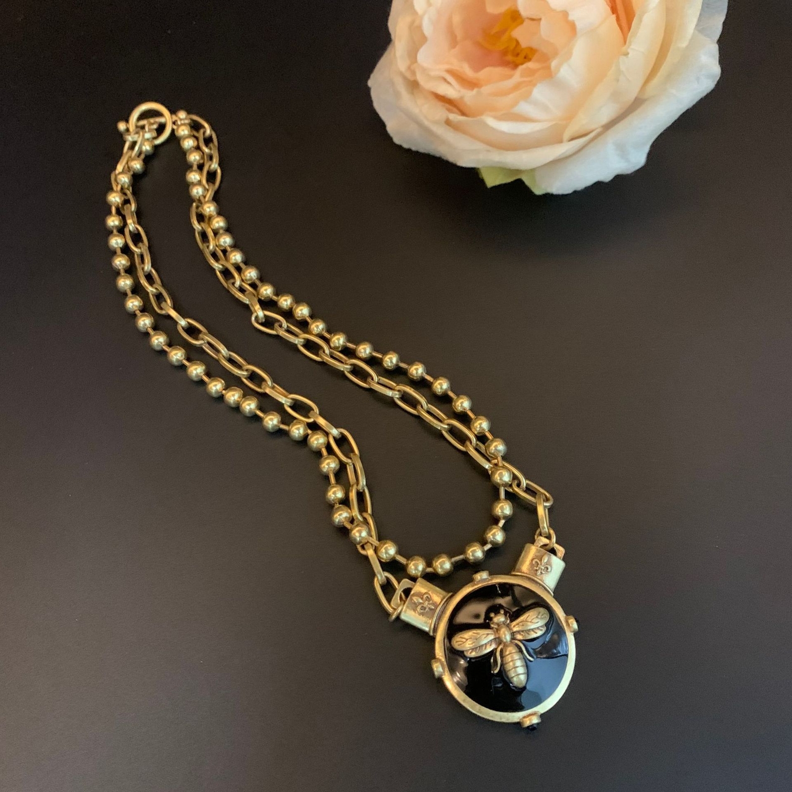Vintage Double Layer Necklace Bee Pendant Necklace Jewelry Anniversary Gifts