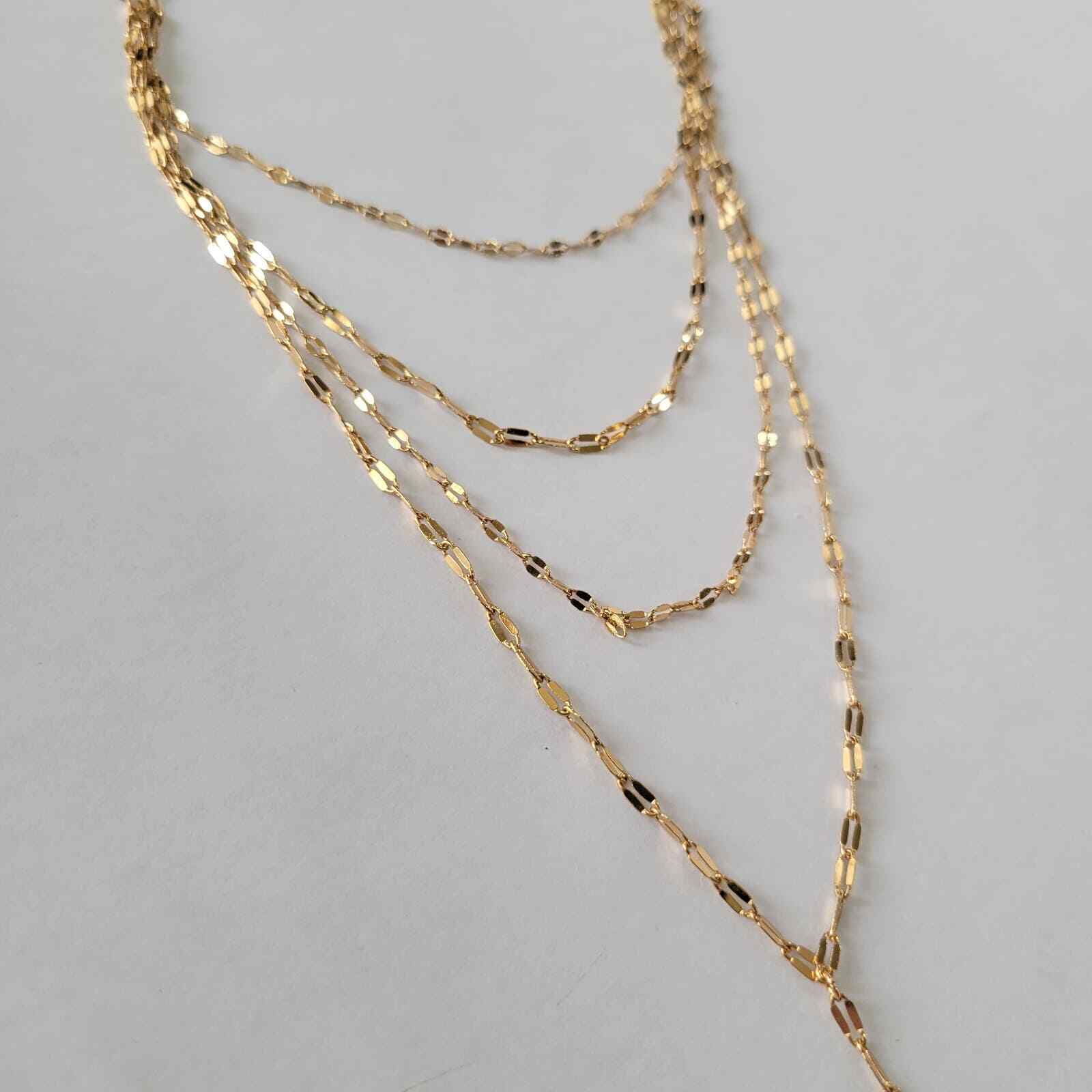 INC International Concepts Gold-Tone Shimmer Chain Multi-Row Necklace, 16″ NEW