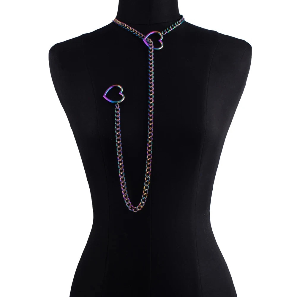 Heart Slip Chain Necklace For Women Punk Rock Love Chain Choker Necklace
