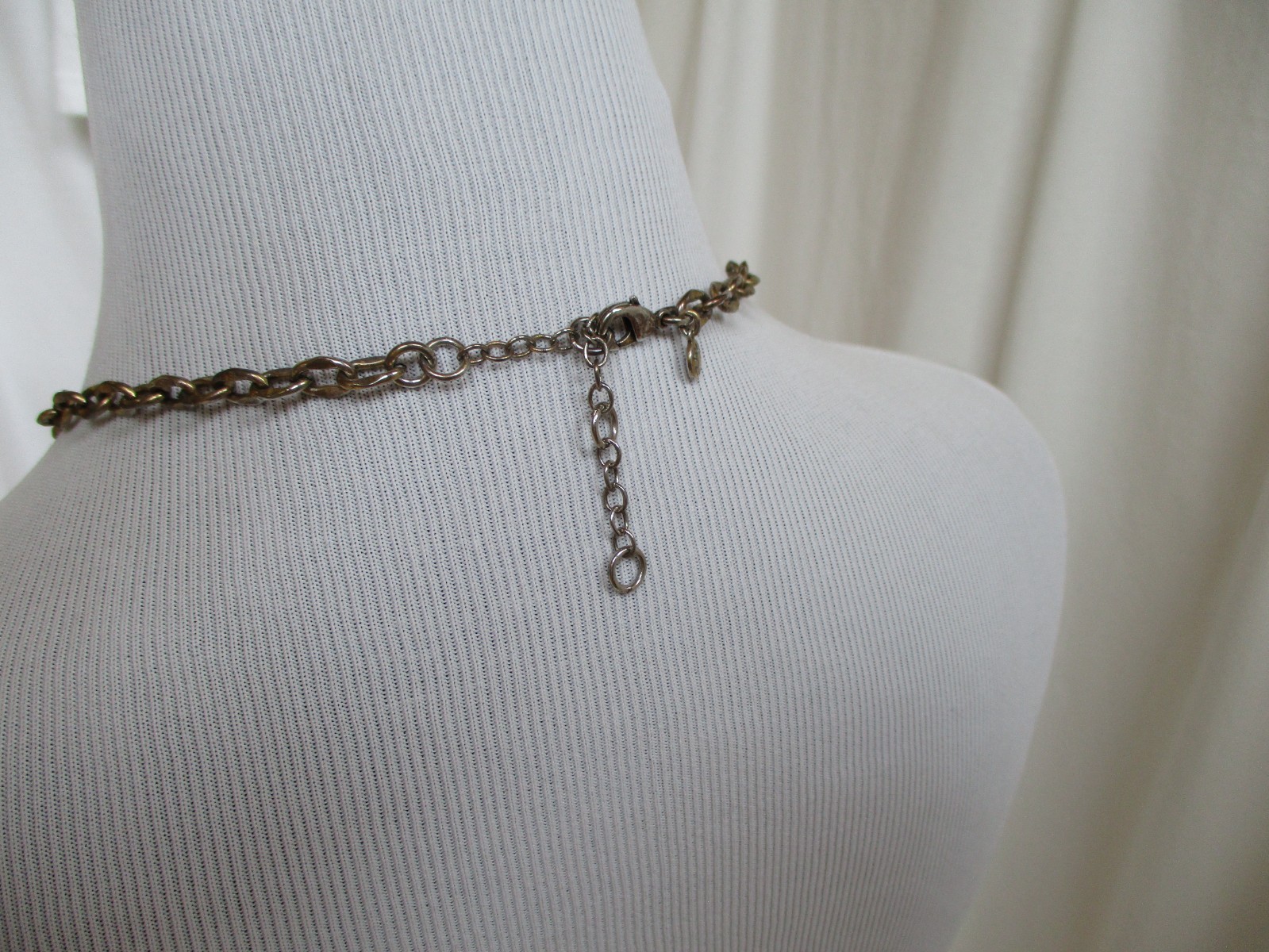 J Crew Blue Crystal Resin Acrylic Necklace Bib Gold/Brass Tone Chain 21″ Long