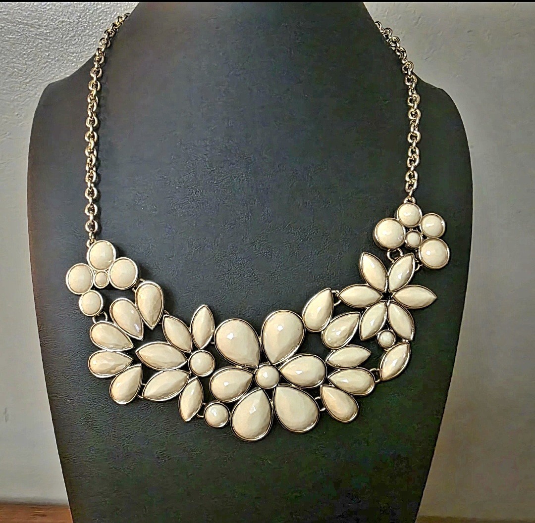 Large Statement Cream Flower Necklace