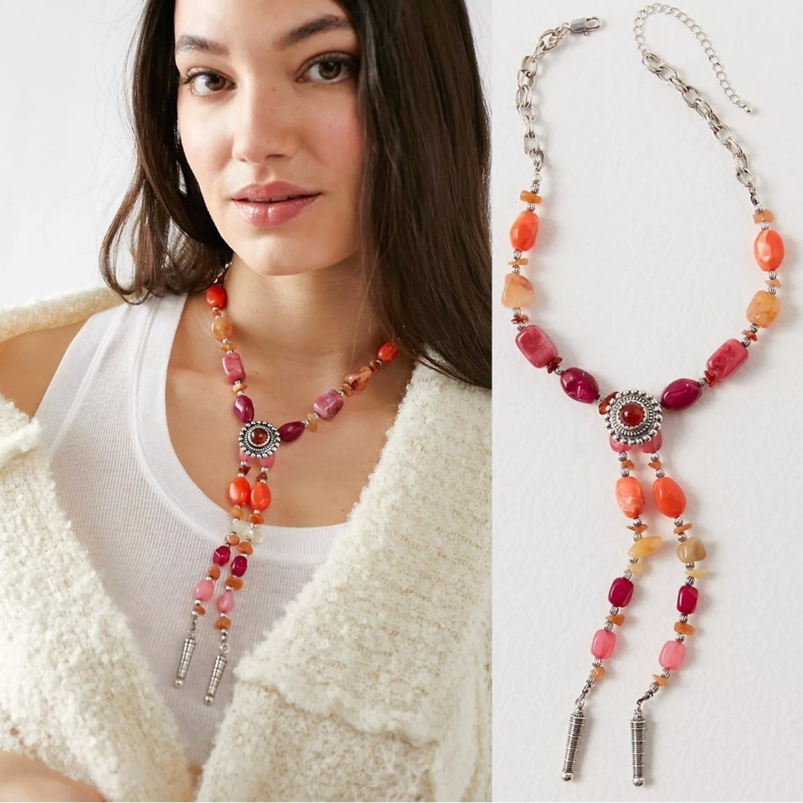 Free People Beachriders Bolo Necklace in Bright NWT Western Bohemian Statement