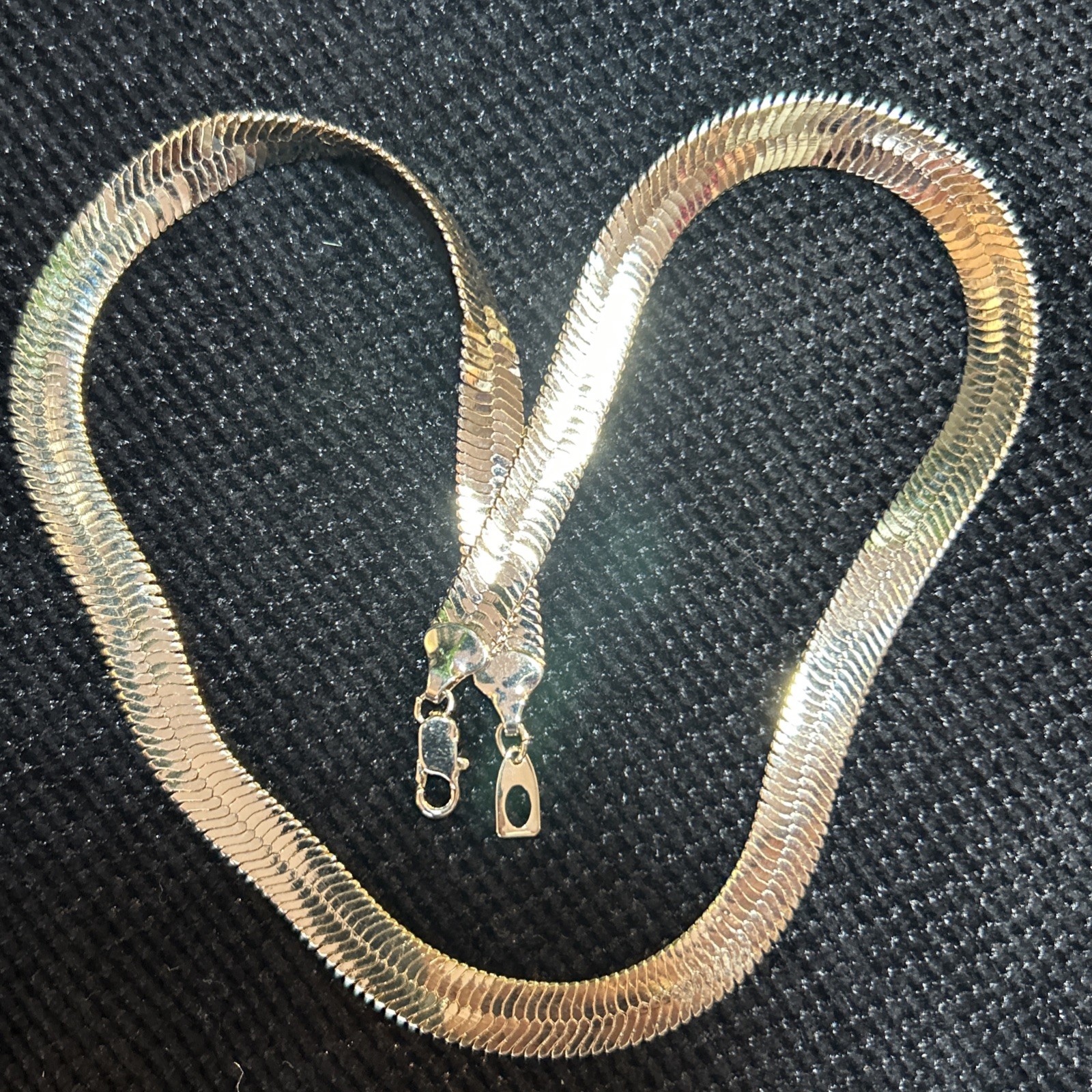 GOLD PLATED 8mm HERRINGBONE 18”Chocker Necklace Chain For Men Or Women