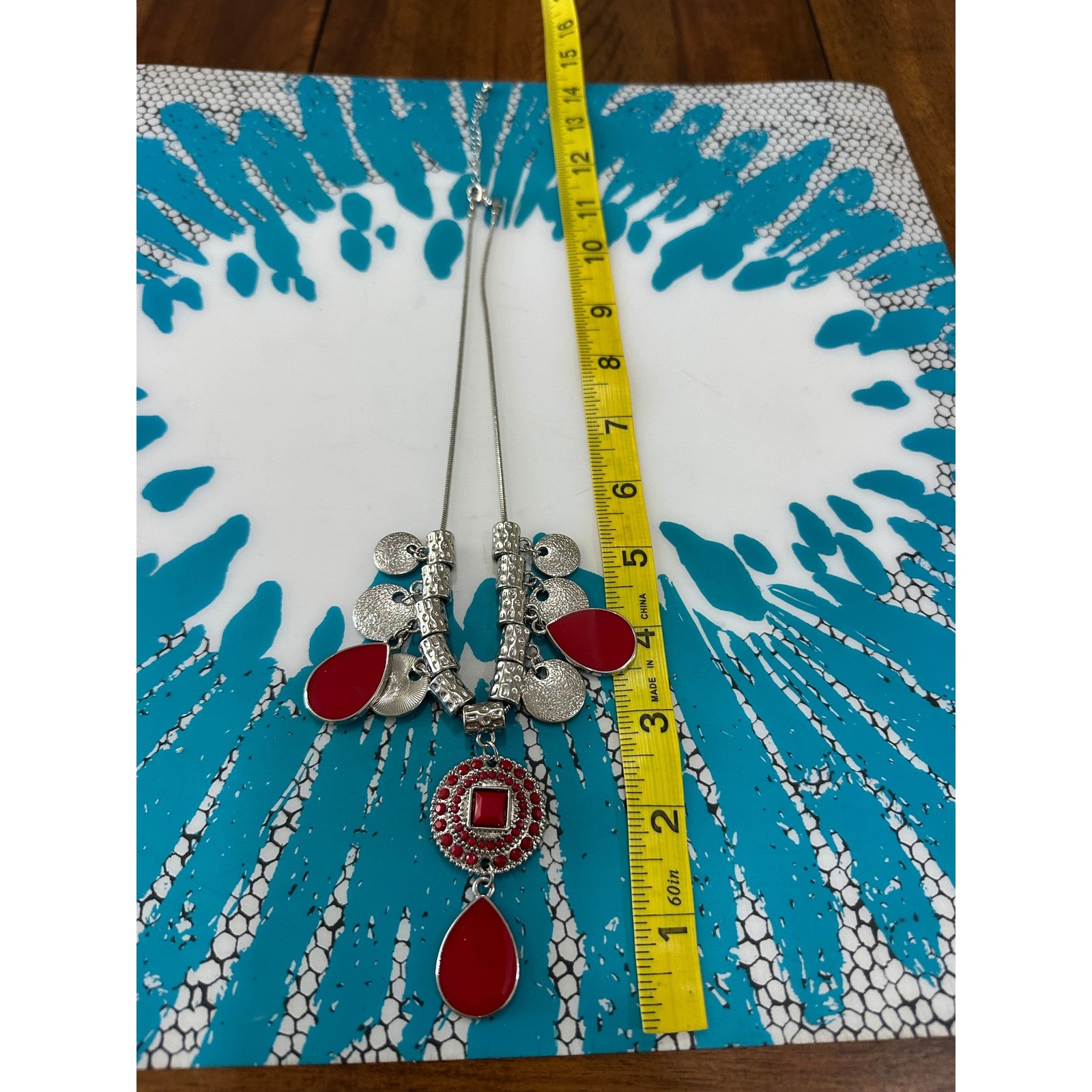 Unbranded Statement Necklace Women OS Red Good Boho Teardrop Coin Charm
