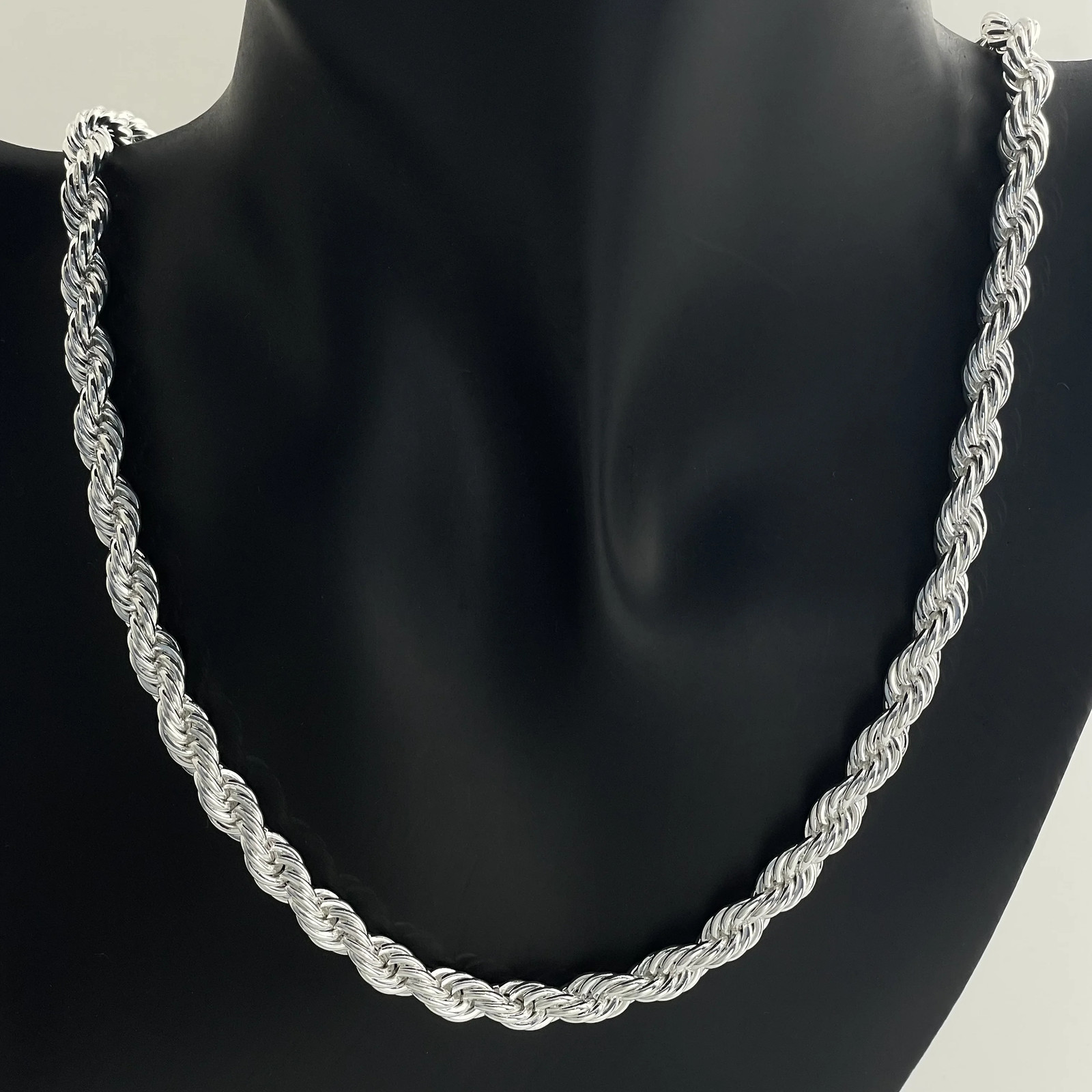 Sterling Silver 5/6/8MM 16-30 Inches Rope Chain Necklace For Men Women.
