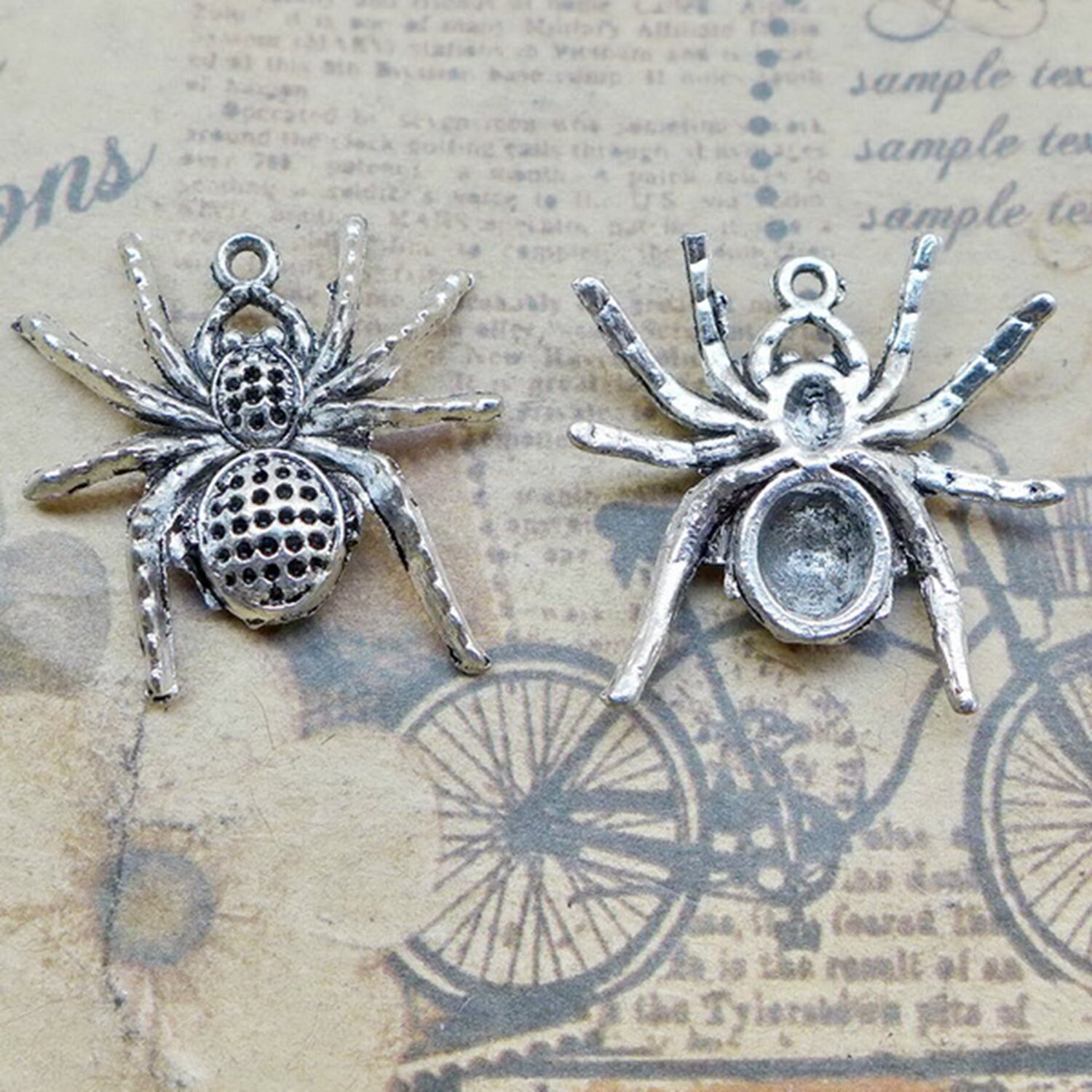 12PCS or 30PCS Antique Silver Spider Charm Pendant, Halloween Charm — DIY Jew