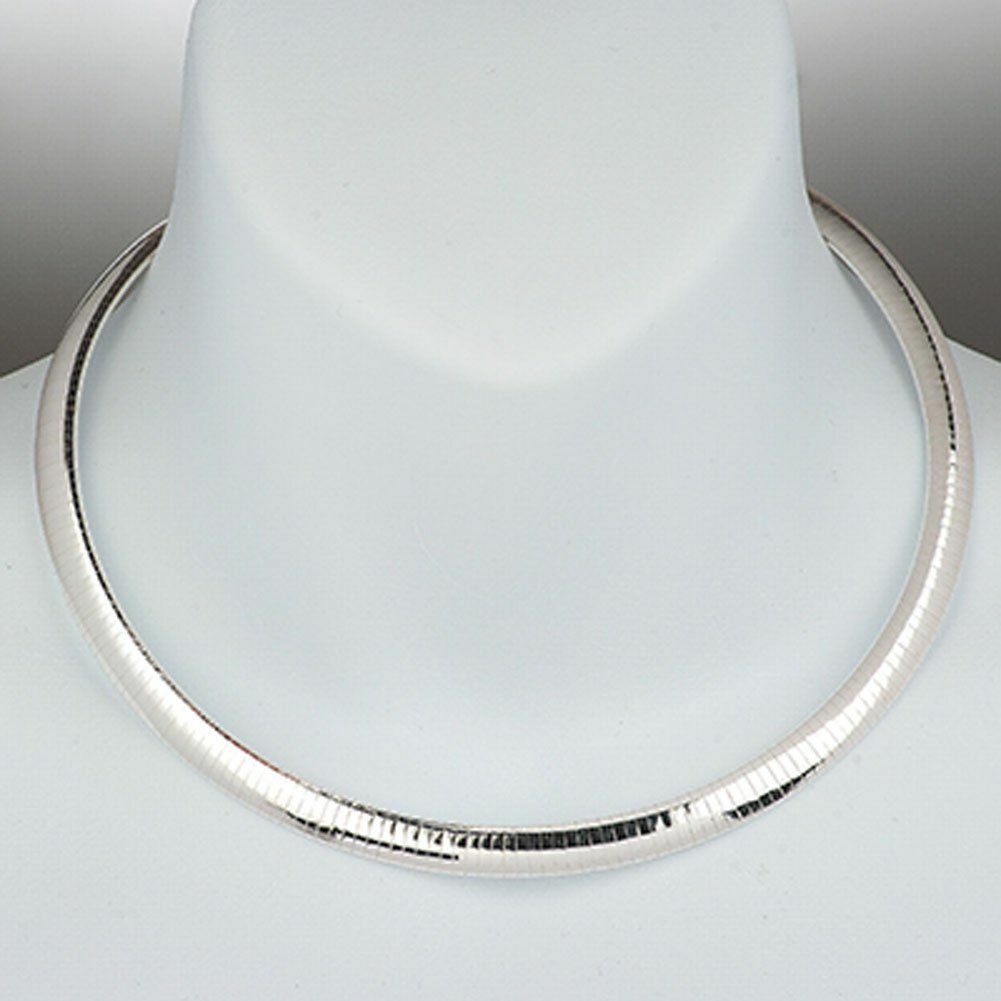 925 Sterling Silver Domed Omega Necklace – 8 mm – 16″/18″/20″