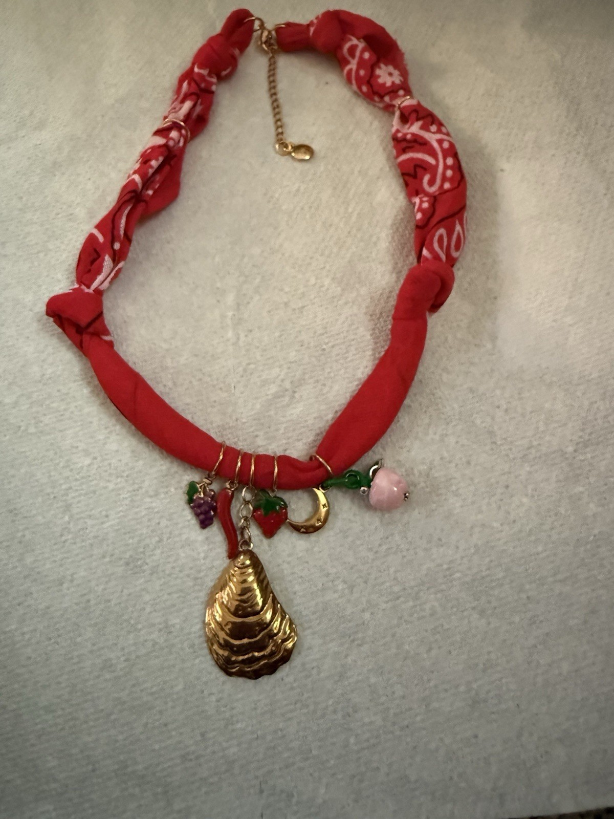 Red bandana necklace W/charms, Western Cowgirl, Hippie, Bobo Paparazzi statement