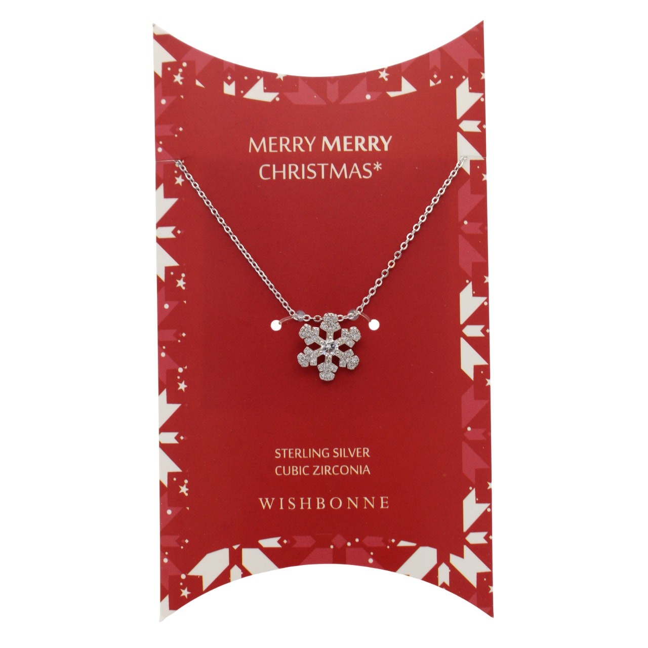 Sterling Silver Cubic Zirconia Snowflake Pendant Necklace #C08N1