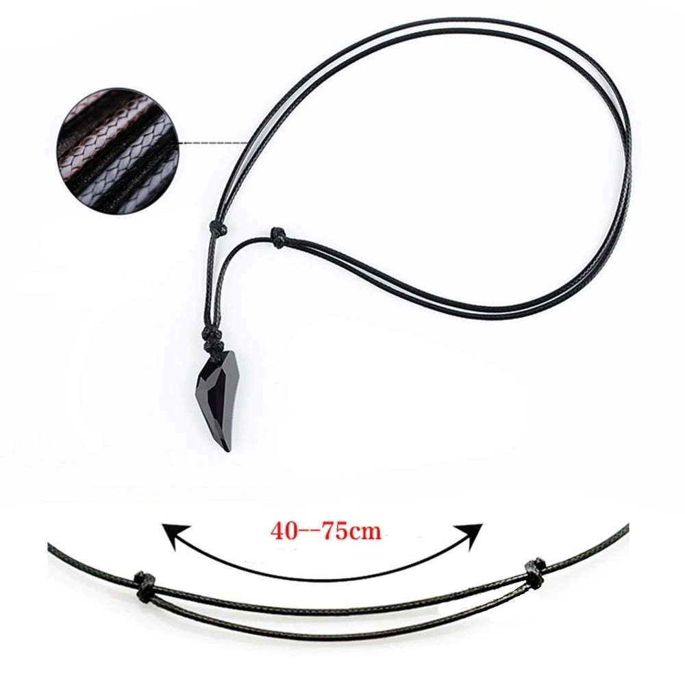 Men’s Fashion Jewelry Black Weaving Rope Wolf Tooth Pendant Necklace 1-335