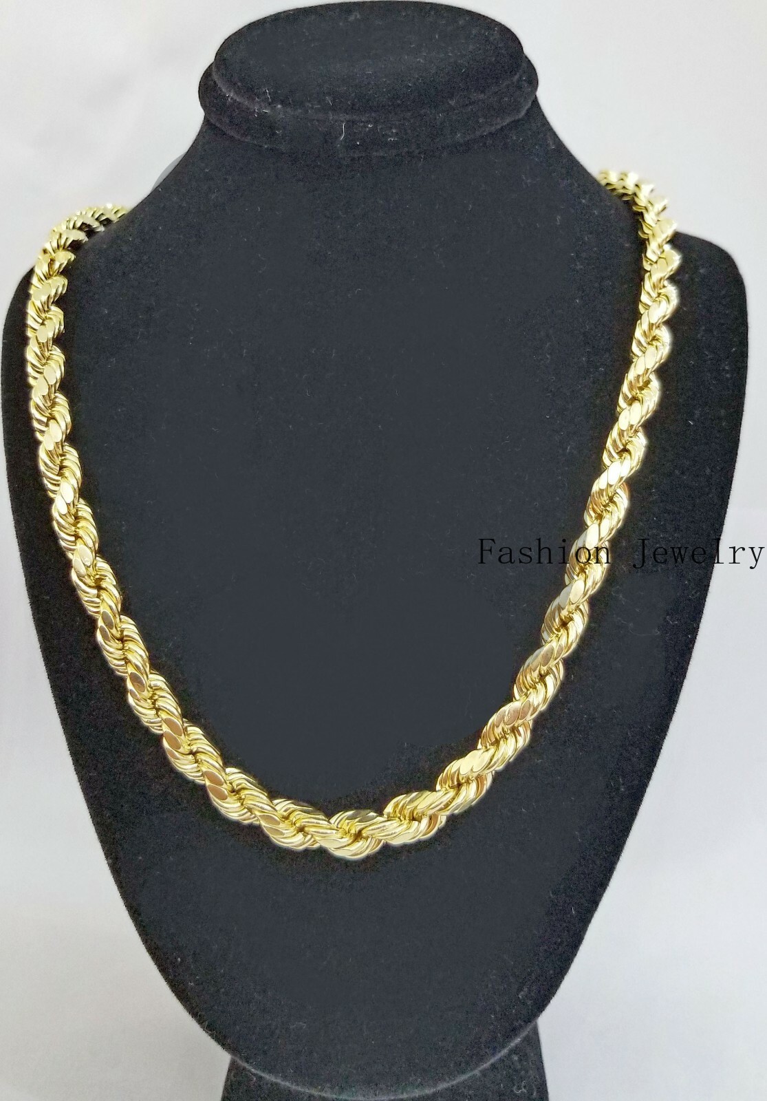 REAL 10K Gold Rope Chain Necklace 7mm 30 Inch Men’s 10 k yellow Gold Diamond Cut