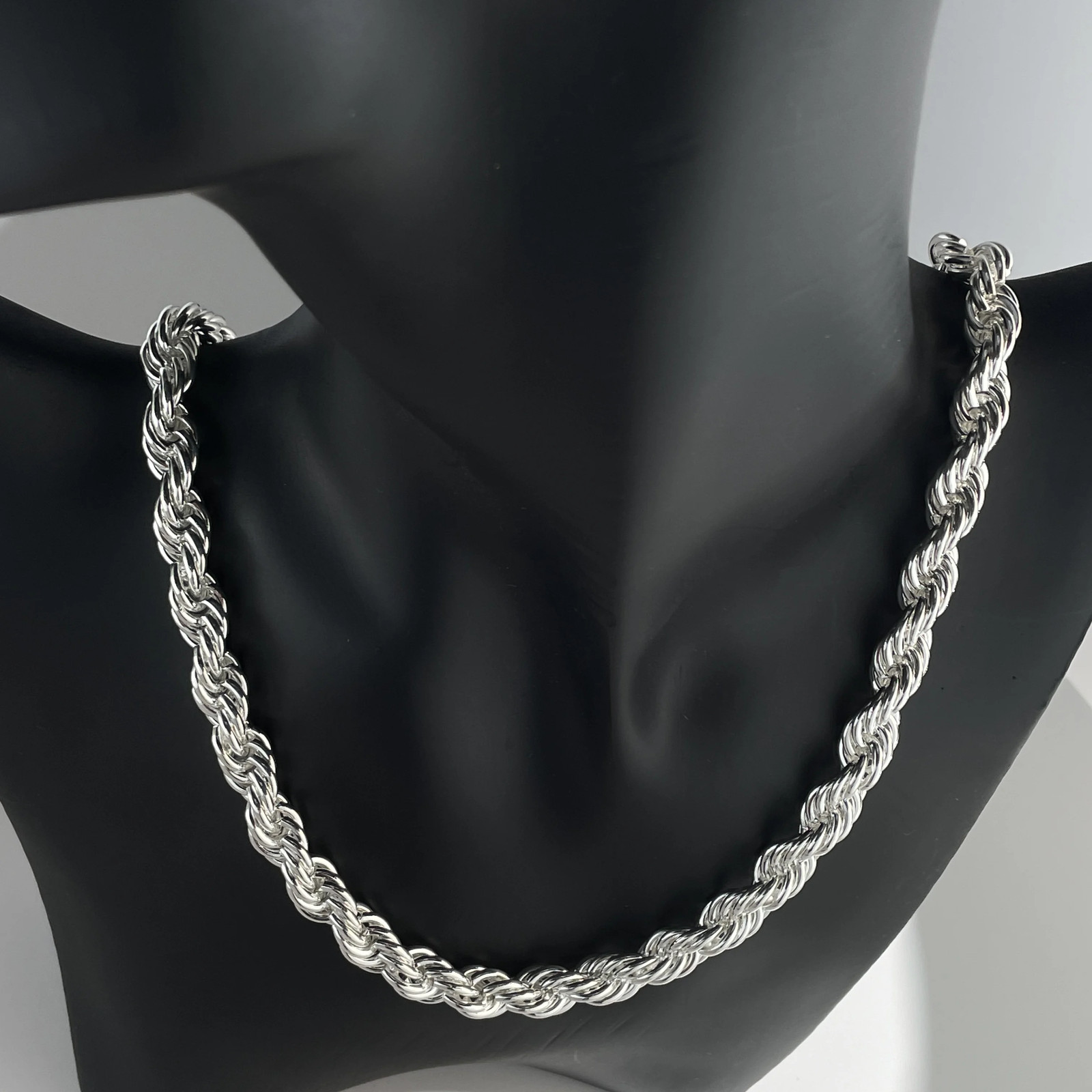 Sterling Silver 5/6/8MM 16-30 Inches Rope Chain Necklace For Men Women.