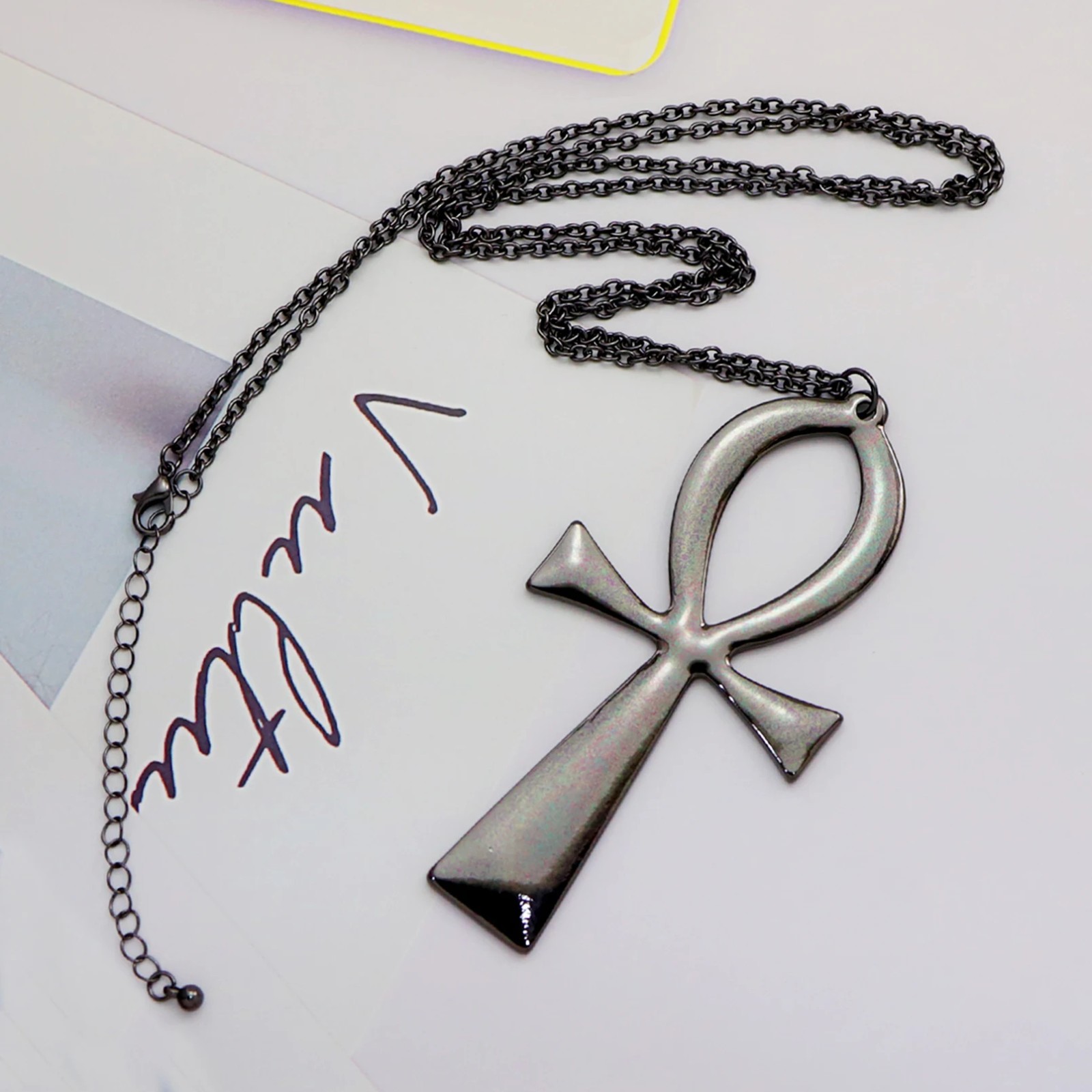 10x5cm Vintage Egyptian Life Big Ankh Cross Pendant Long Chain Necklace Fashion