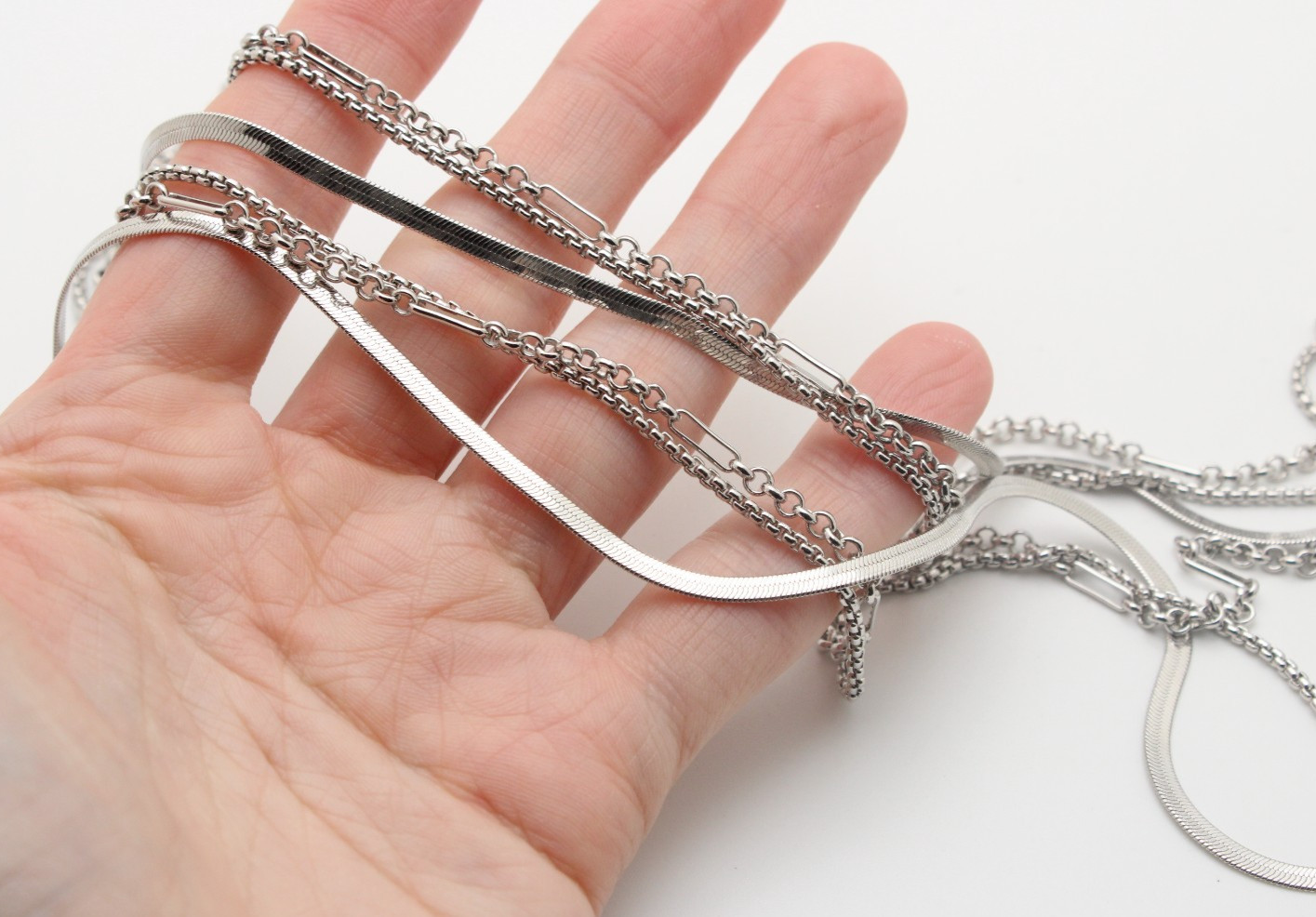 Kendra Scott Silver Tone Box Herringbone Rolo Paperclip Chain Crystal Necklace
