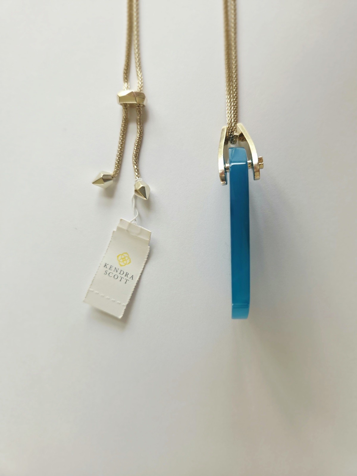 Kendra Scott Inez Blue/Teal Agate Pendant Necklace Ajustable, 14k Gold Plated