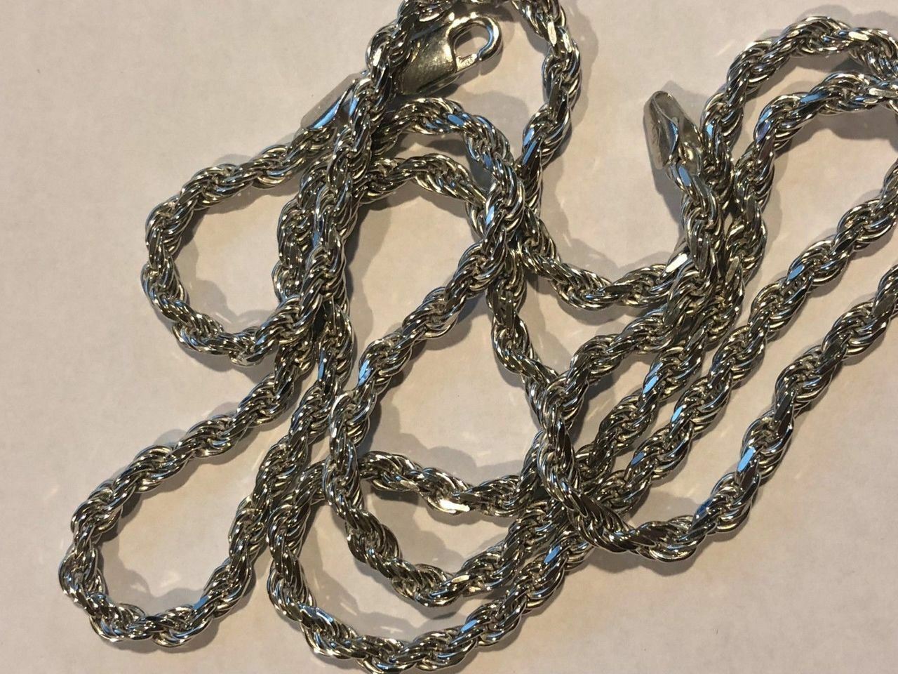 Men’s Solid 925 Sterling Silver Rope Chain 3mm 4mm 5mm 20-30″ ITALY *WHOLESALE*